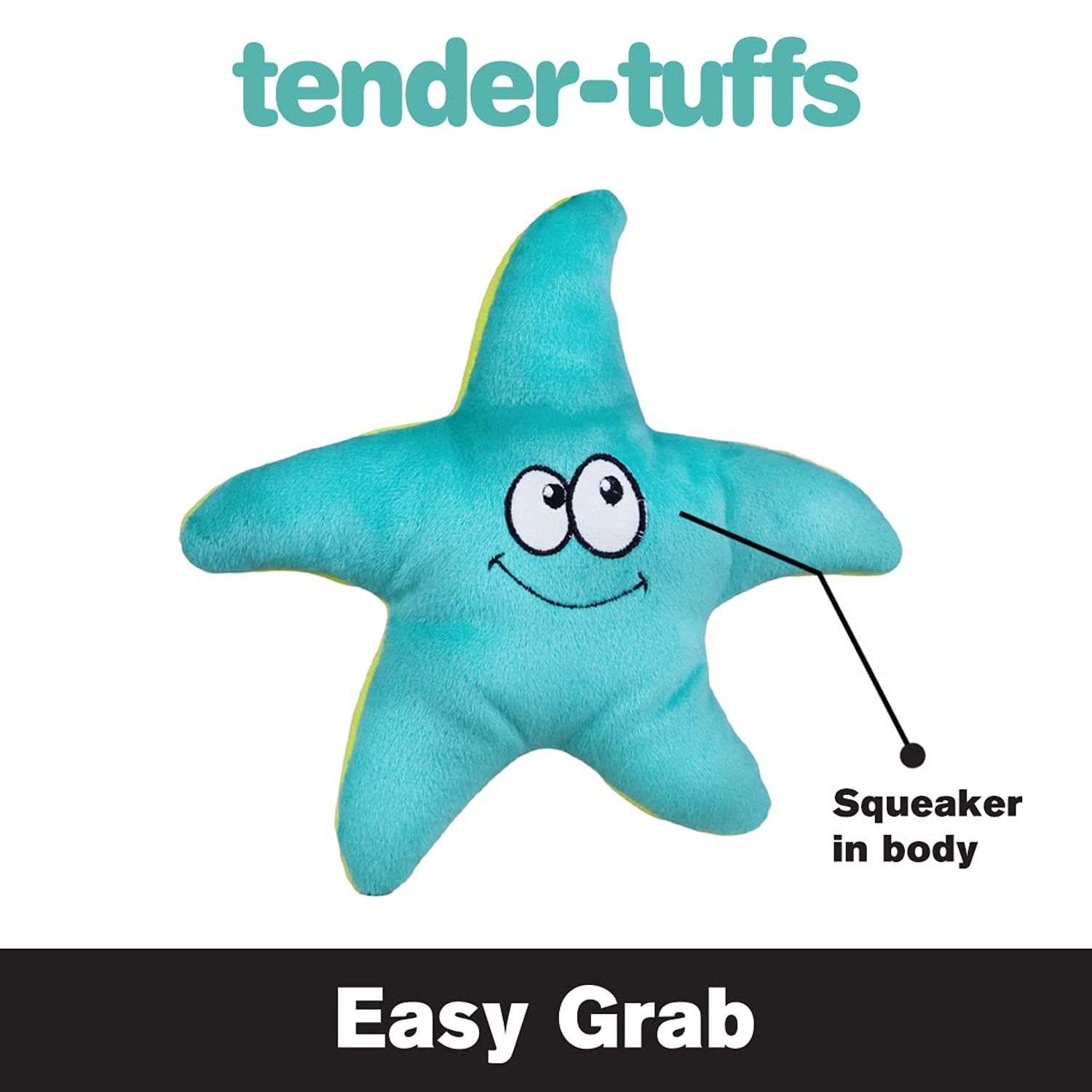 SmartPetLove Tender-Tuffs Easy Grab - Small Squeaky Soft Plush Starfish Dog Toy - Great for Puppies and Adult Dogs