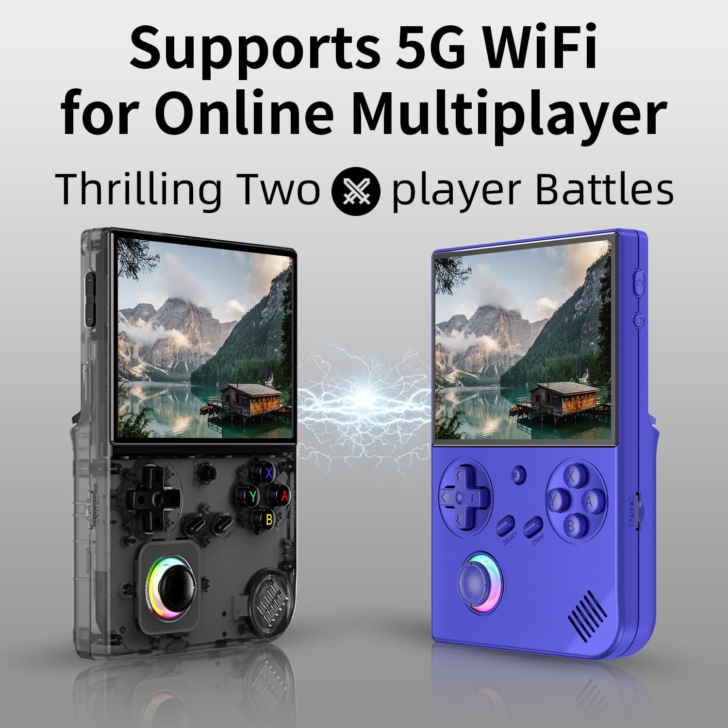 RG40XX V Retro Handheld Game Console 4.0 inch IPS Screen Joystick RGB Lighting Linux 64-bit System 3200mAh Video Gaming Console Supports 5G WiFi Bluetooth RG 40XXV (RG 40XXV Transparent Black)