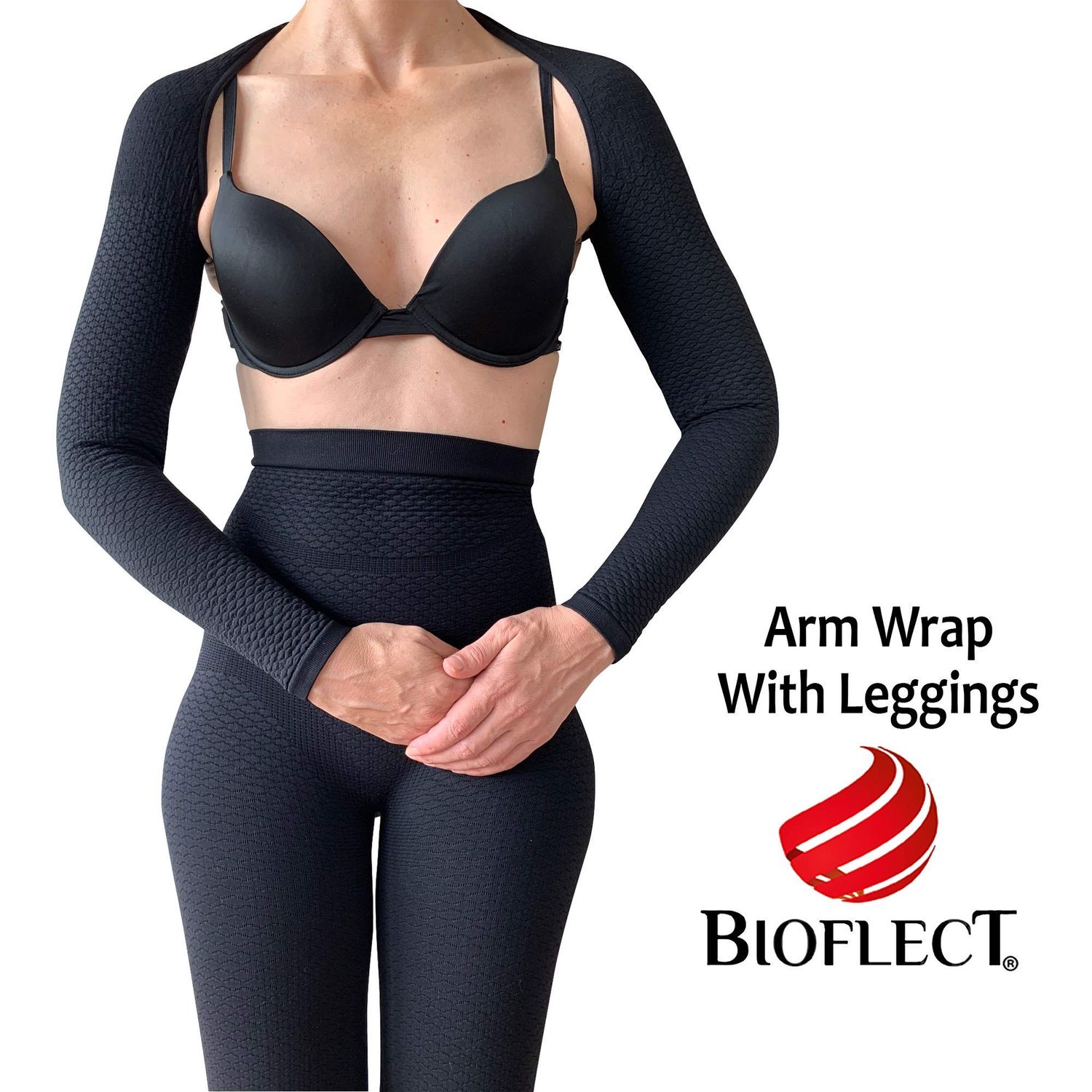 Bioflect® Capri Compression Leggings with Bioceramic Fibers and Micro-Massage Knit- for Support and Comfort - Black S/M