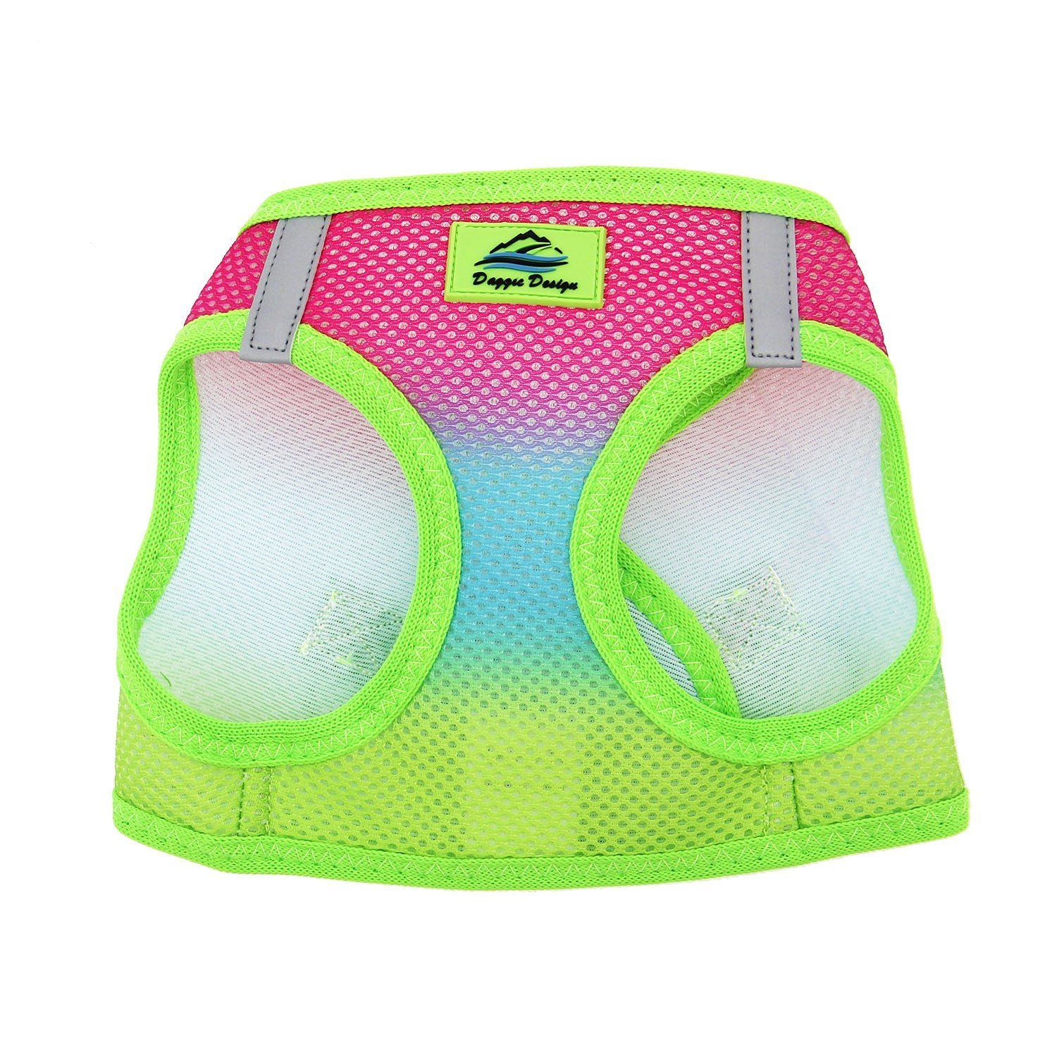 DOGGIE DESIGN American River Ombre - Rainbow Ultra Choke Free Dog Harness in Size Large (Chest 19"-21", for Pets Weighing 16-25Lbs.)