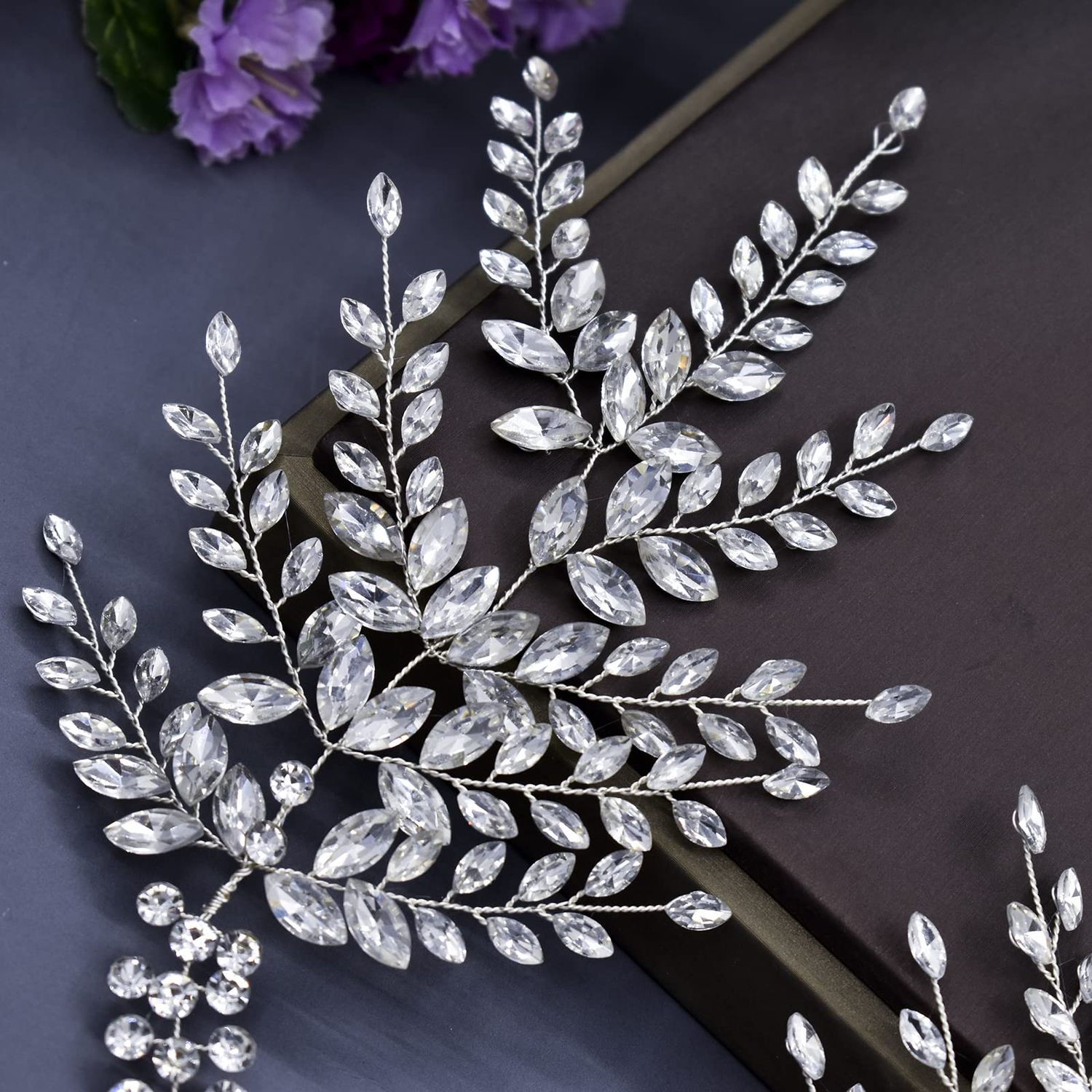 LOVFOIVER Bride Headpieces for Wedding, Rhinestone Bridal Headband, Handmade Wedding Hair Accessories for Brides