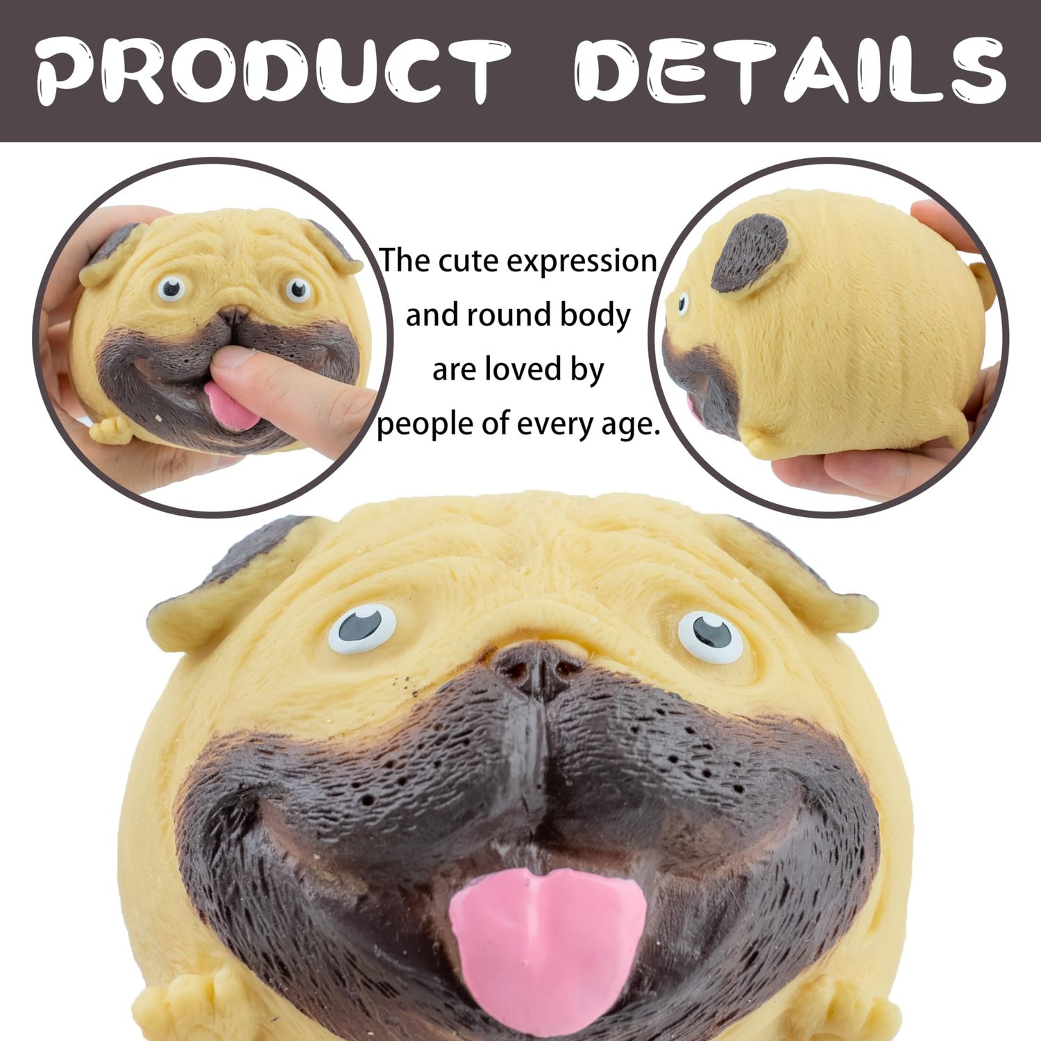 Novelty Cute Squeeze Pug Dog Toy, Decompress, Super Soft, Pull, Stretch and Squeeze Pug Dog Toy, Animal Party Favors Toy