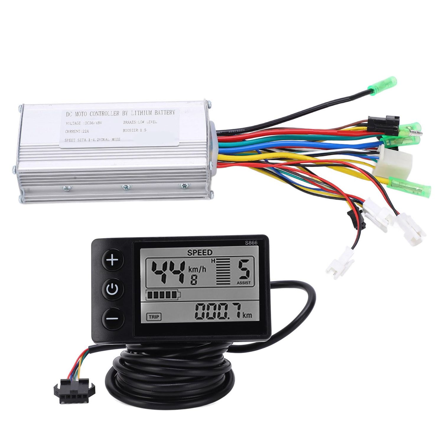 RiToEasysports Electric Brushless Controller Kit, 36/48V 500/750W Brushless Controller Kit with LCD 866 Display Meter 22A9 Tube for Electric Scooter