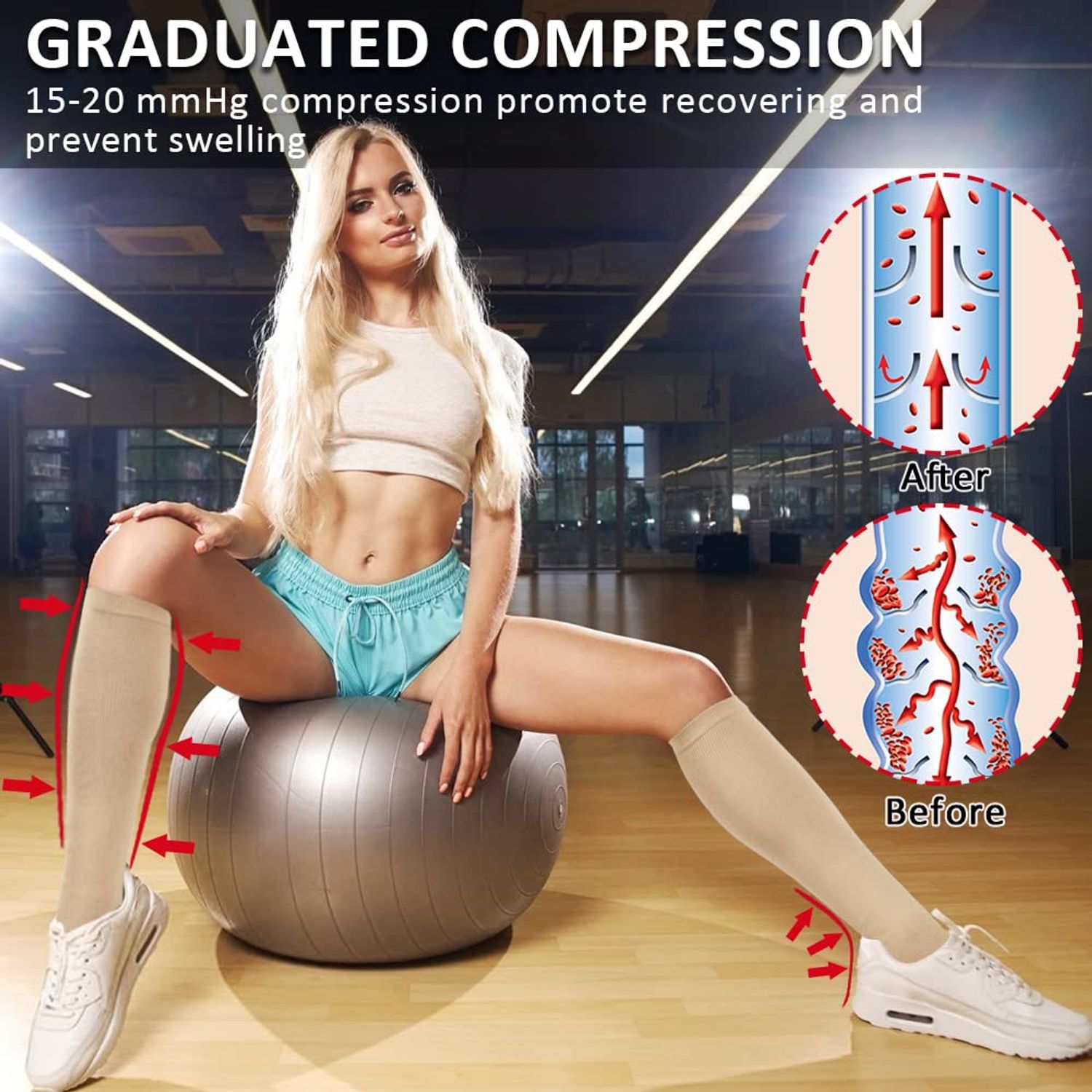 Ailaka Medical Zipper Compression Socks, 15-20 mmHg Knee High Open Toe Compression Socks for Men Women, Support Socks for Varicose Veins, Edema