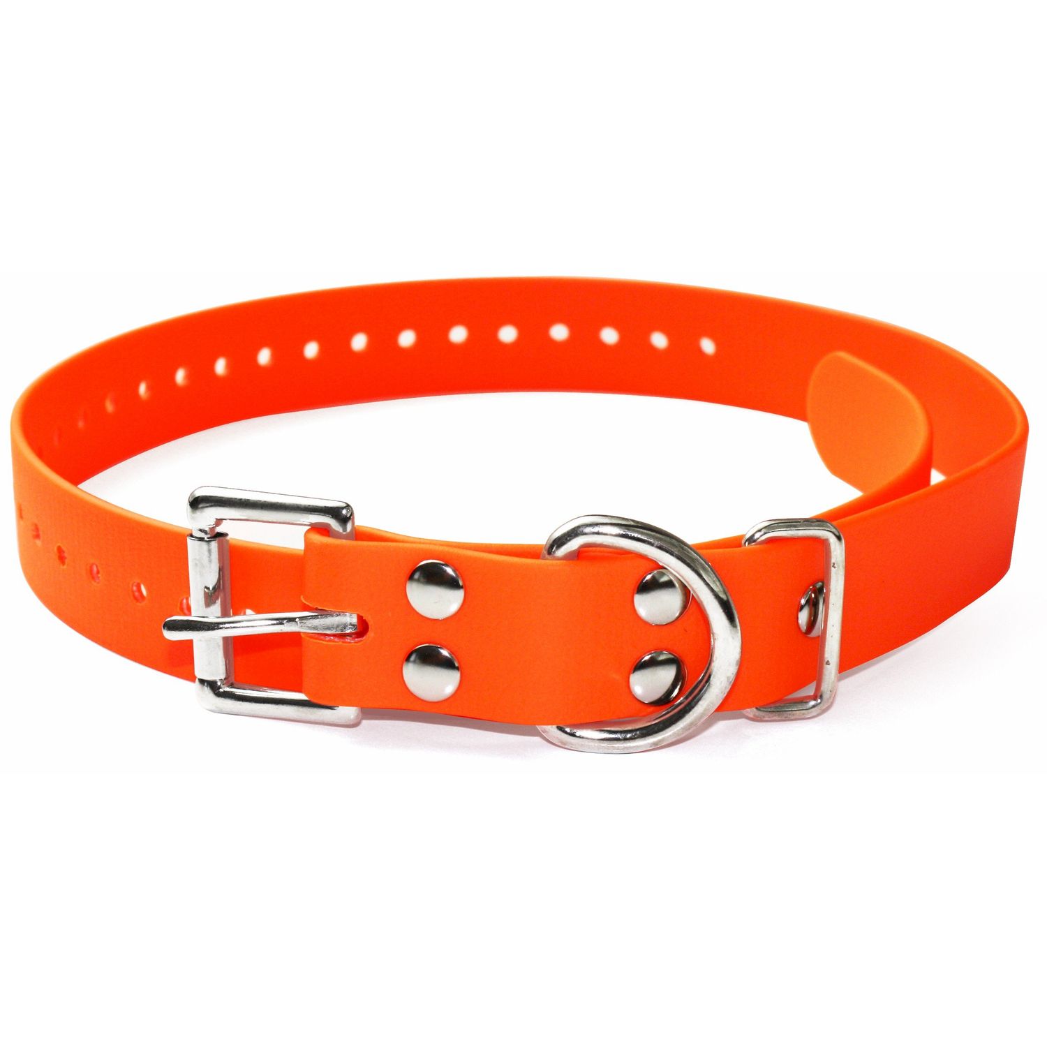 Educator Biothane Dog Collar, Waterproof, Odorproof, Metal Buckle and D Ring, Adjustable for Custom Fit, Cool and Comfortable, for Small, Medium, or Large Dogs, 1-Inch, Orange
