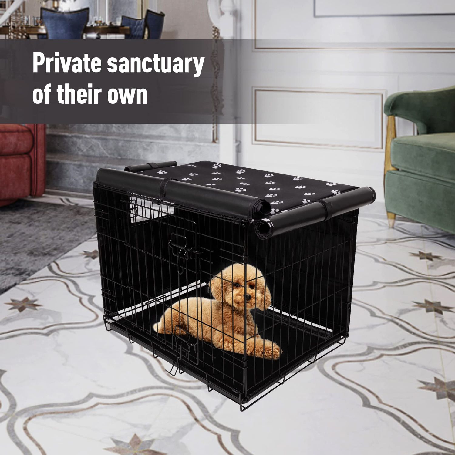 PetPrime Dog Crate Cover for Wire Cages 24 30 36 42 48 Inch Outdoor Pet Kennel Cover Machine Wash & Dry (Cover Only) (36 Inch Crate Cover (36"x23"x25"))