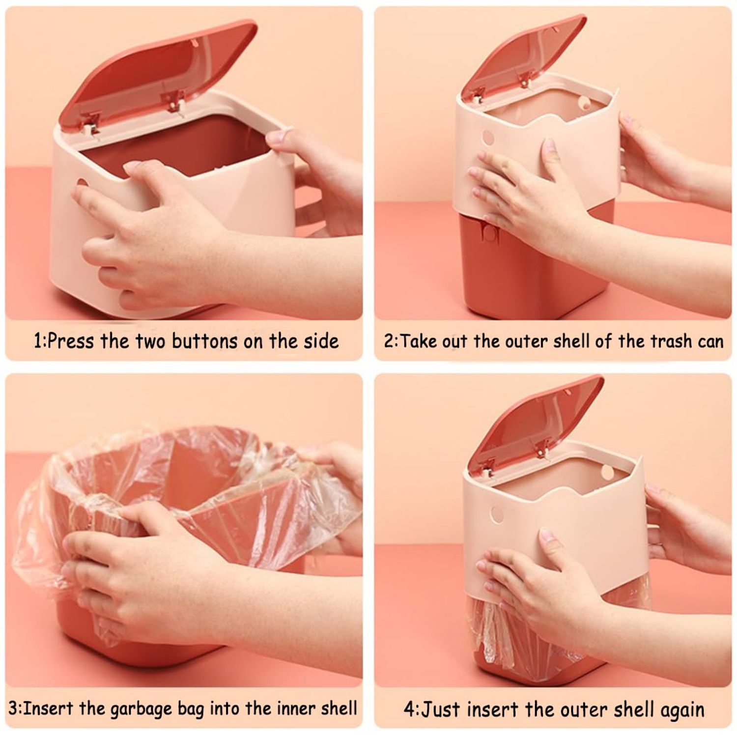 WEWAYKGJ Cat Litter Trash Can Mini Countertop Trash Can with Press Type Lid Cat Poop Trash Can Includes 60 Refill Bags