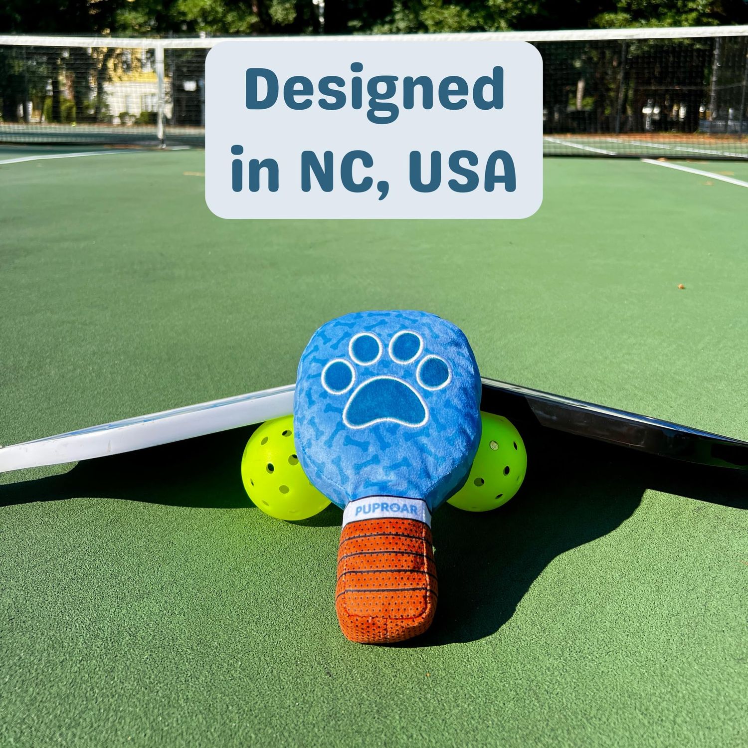 PUPROAR Pickleball Paddle Dog Squeaky Toy – Funny Squeaky & Crinkle Paper Toy for Dogs, Perfect Stocking Stuffer – Cute Christmas Dog Toy for Sporty Pups