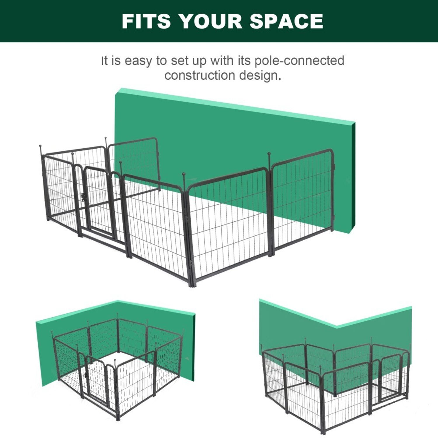 16 Panels Dog Playpen for Outdoor,yard,camping,24"Height Dog Fence with 2 Doors