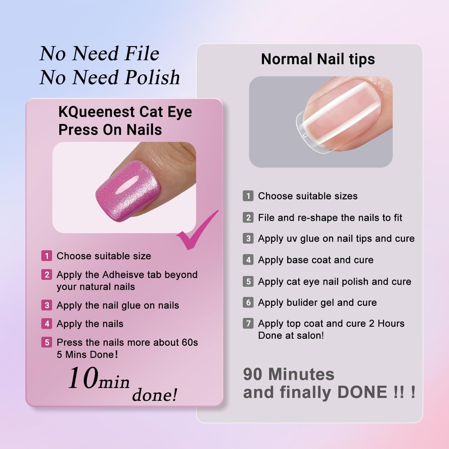 KQueenest Thick Cat Eye Gel Nails Press ons, Glitter Press on Nails Short Square, Sparkle Bling Fake Acrylic Nails Glue on Short, Shiny Cute Small False Nails Set for Manicure 30 Pcs, Neon Hot Pink