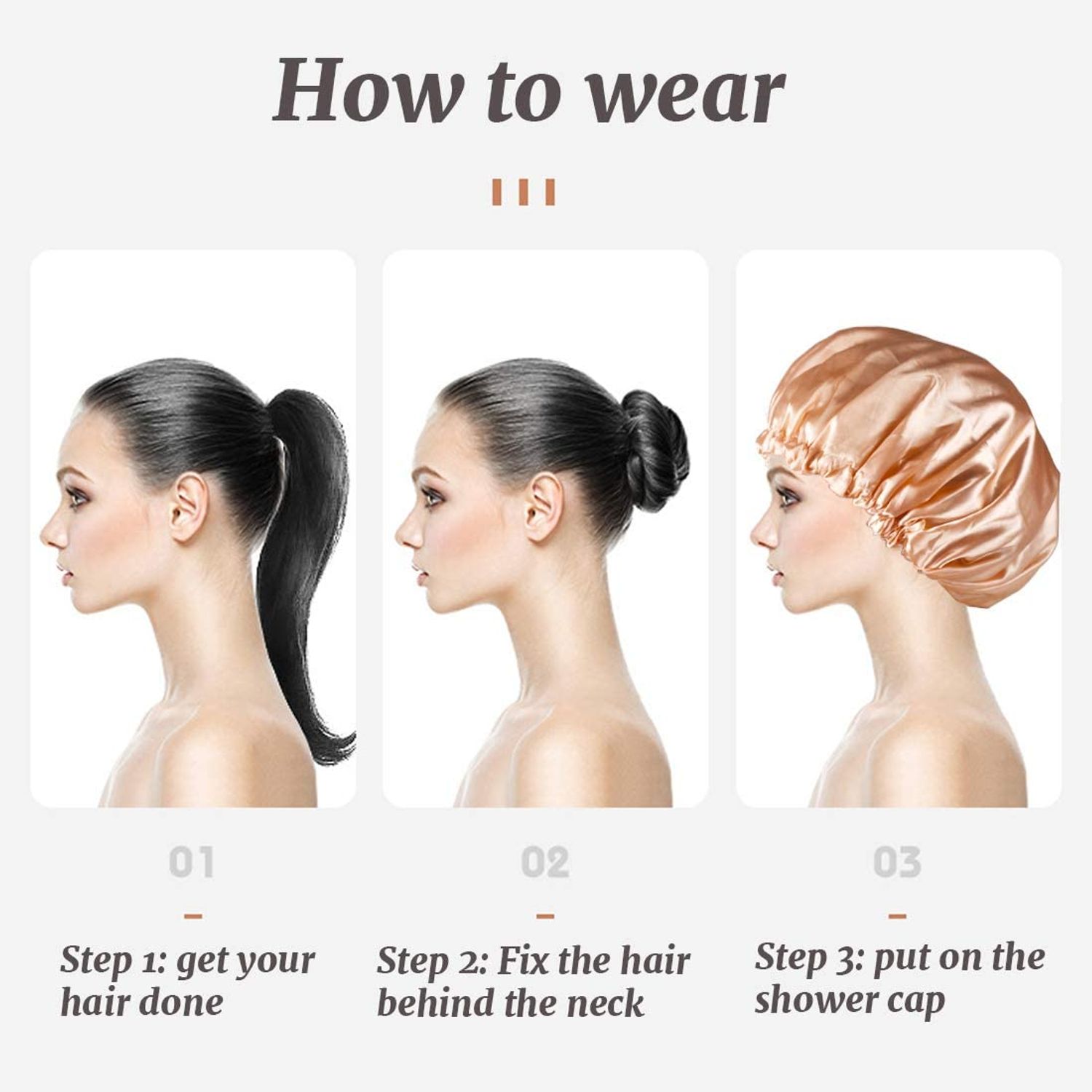 SMILCO Shower Cap, 4 Pack Shower Caps for Women, Double Waterproof Layers Shower Cap, Reusable EVA Hair Caps for Women Hair Protection
