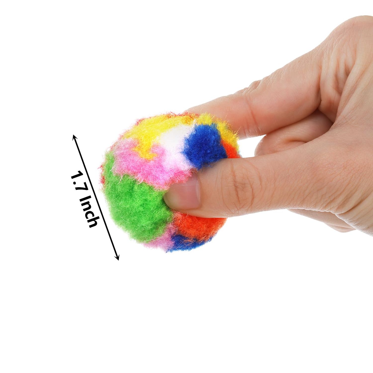 Nicunom 60 PCS Soft Pom Pom Balls for Kittens, 1.7" Catnip Furry Cat Toys Ball Bulk, Quiet Cats Pom Pom Toy Balls Cat's Favorite Chase Ball for Kitten Interactive Playing and Training