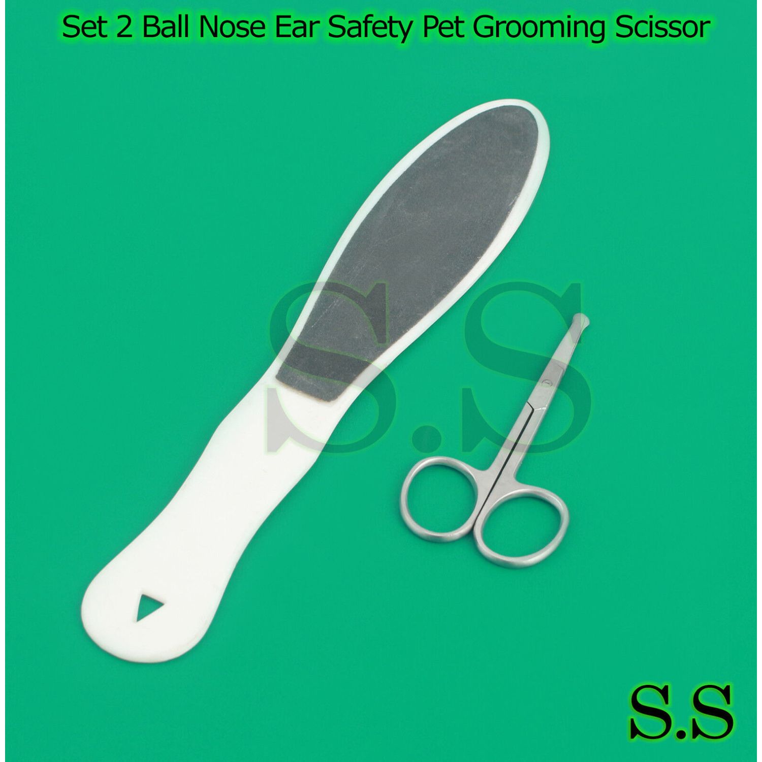 Ball Nose Ear Safety Pet Grooming Scissor,Foot Filer Duel Side Foot Care BTS-235