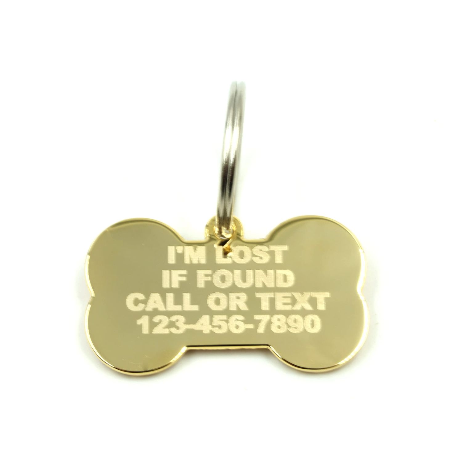 Custom Engraved Personalized Gold-Plated Bone Shape Pink Rhinestones Pet Jewelry Cat Dog ID Tag for Casual Use