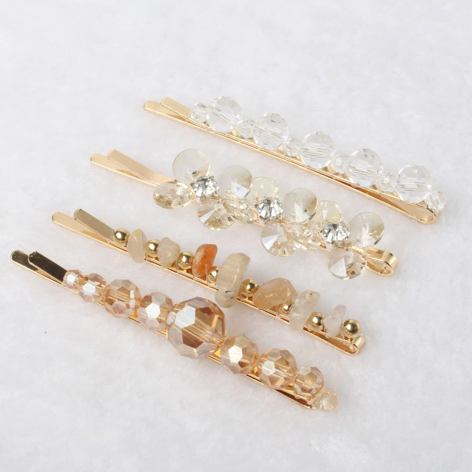 10 Pack Pearls Hair clips for Women Girls Cute Crystal Hair Slides Beaded Hairpins Stone Hair Grips Handmade Metal Gold Hair Barrettes Hair Accessories