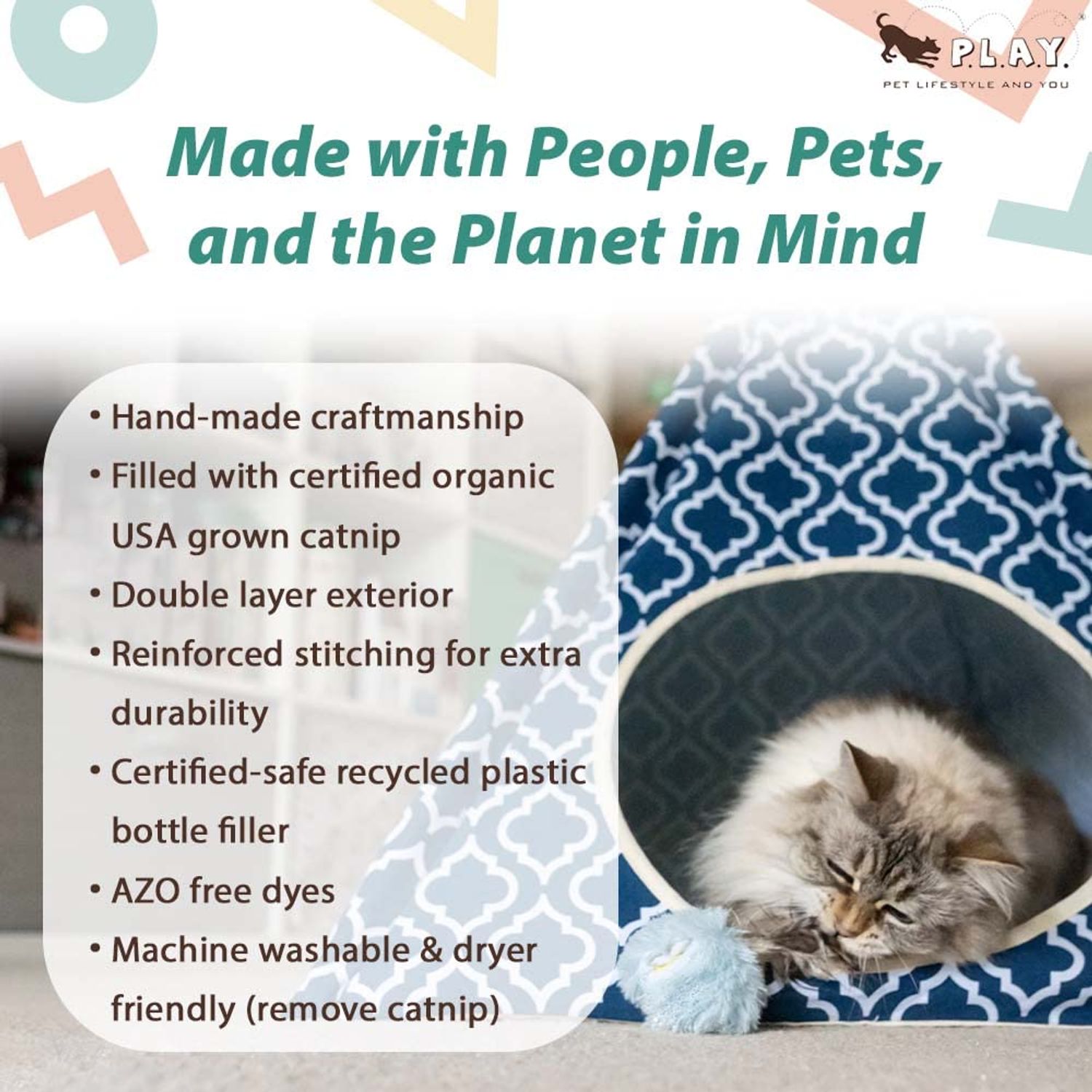 P.L.A.Y. Cute Cat Toys - Holiday & Christmas Themed Organic Catnip Filled Toy, Great for Adult Cats and Kittens - Machine Washable, Recycled Materials, Crinkles, Fur (Kitten Mittens, Set of 2)