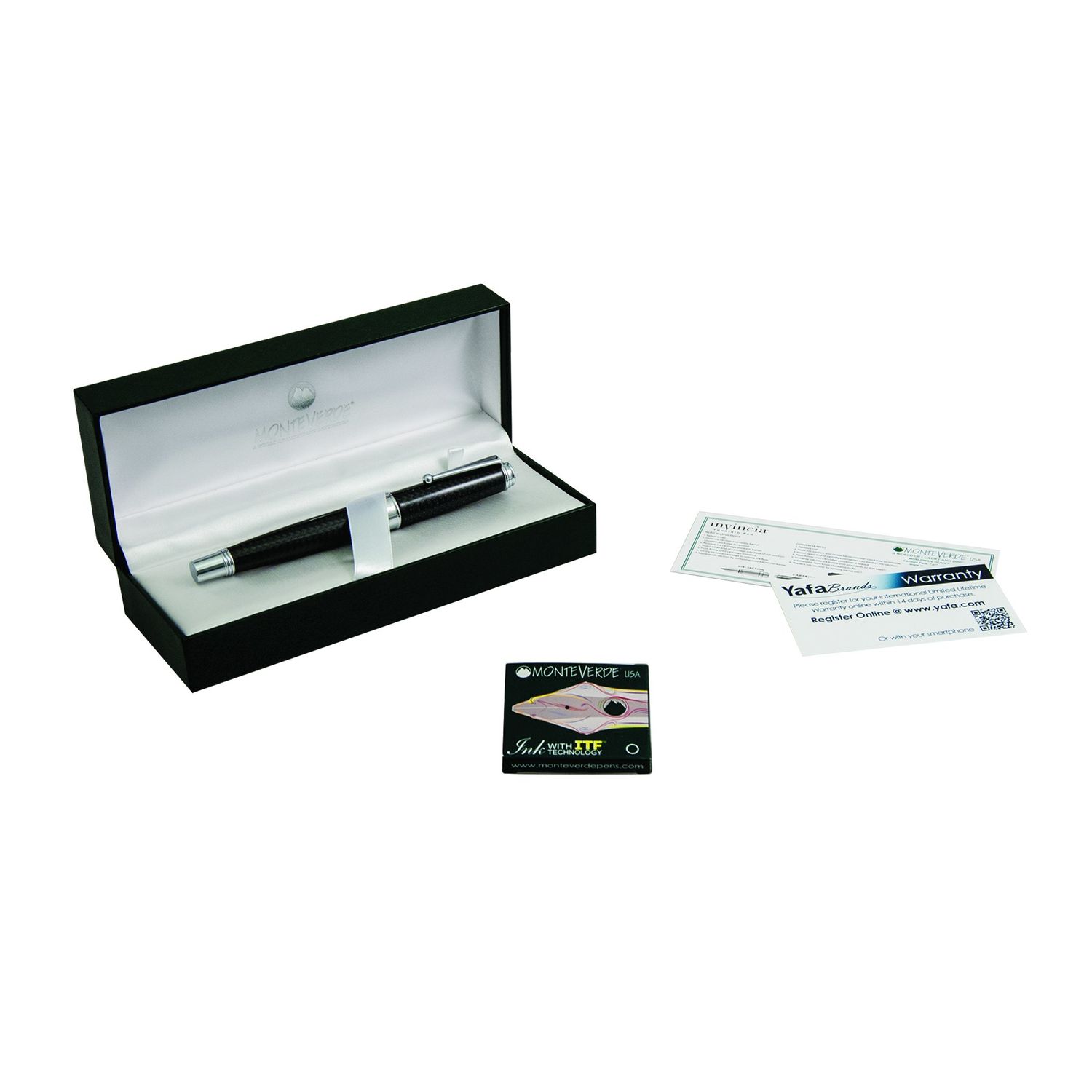 Monteverde Invincia Deluxe Chrome Fountain Pen, Broad Nib (MV41291 B NIB)
