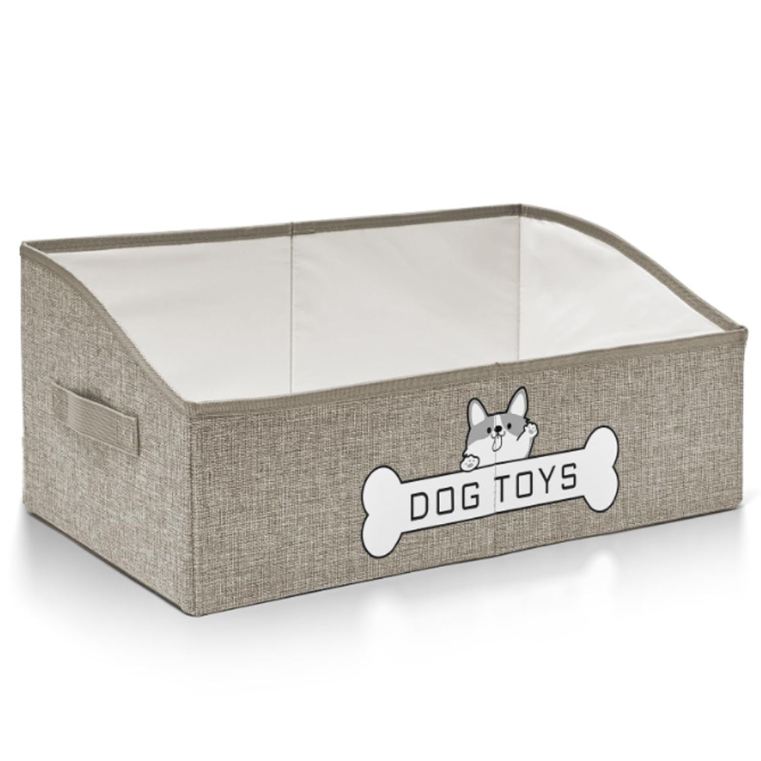 Mutiearo Dog Toy Basket, Specially Designed for Dog Toy Storage, Collapsible Dog Toy Box with Handle，Perfect for Storing Pet Toys and Accessories (Light Khaki), KY0300