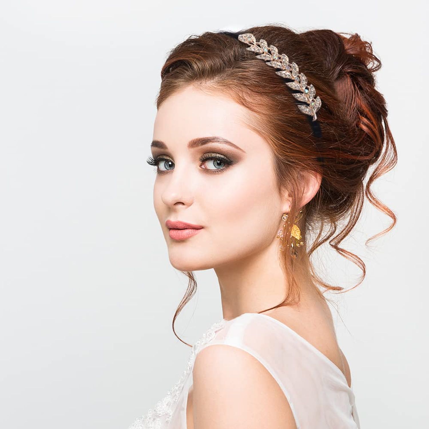 TCOTBE 3 Pcs Crystal Hair Band Fashion Hairbands for Girls Leaf Butterfly Flower Jewelry Rhinestone Hoop Elegant Hair Pieces Bling Wedding Bride Hair Accessory