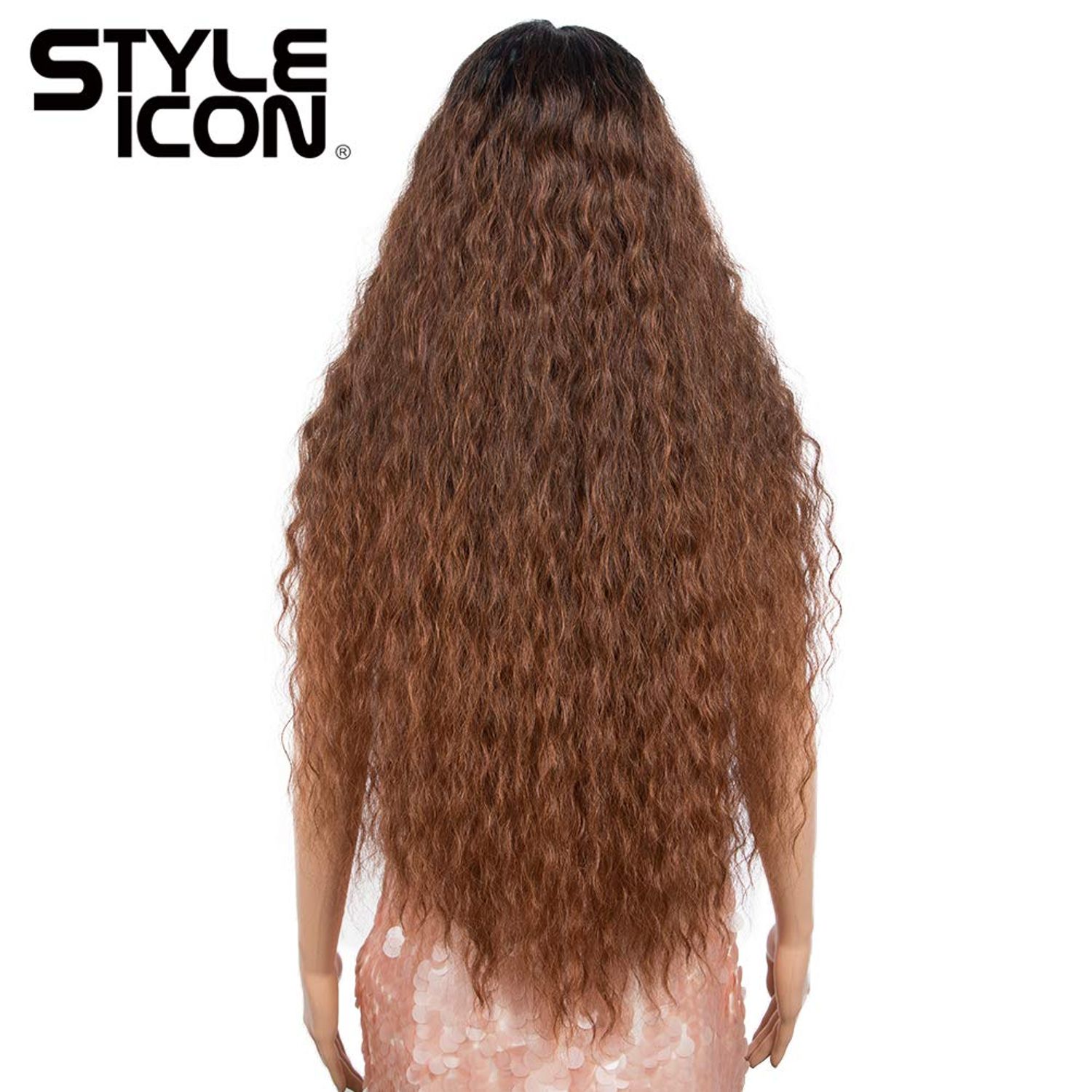 Style Icon Y Part Lace Wigs 32" Middle Part Lace Front Wigs Synthetic Wigs Ombre Lace Wig Density 130% (Y-Part Lace Wigs, TAT1B/33D/130E)