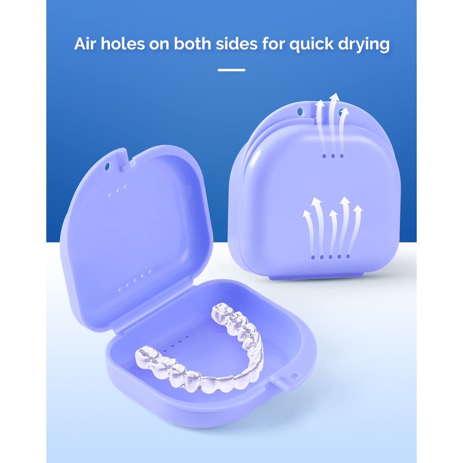 JMU Retainer Case with Vent Holes, 4 Pack, Mouth Guard Case with Tight Snap Closure, Orthodontic Denture Storage Container for Invisalign, Aligners, Night Guards, Retainer Box Dishwasher Safe