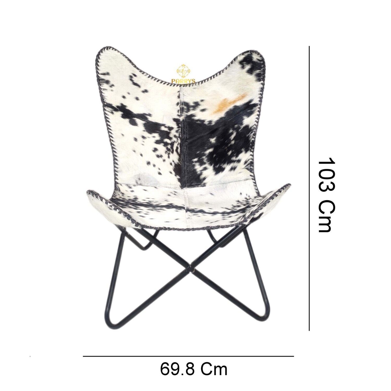 Black & White Cowhide Hair Leather Butterfly Chair Lounge Accent Relax Arm Chair