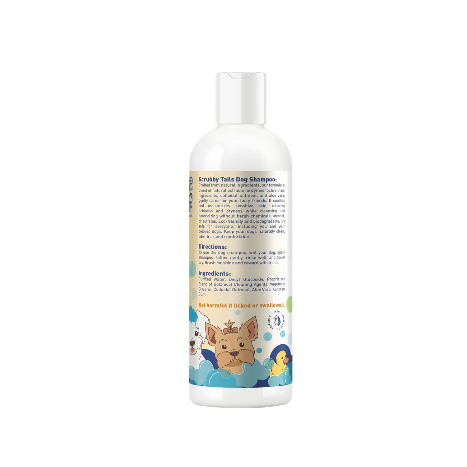 Scrubby Tails Organic Dog Shampoo - Puppy Oatmeal Shampoo for Itchy Skin Relief - Hypoallergenic for Sensitive Skin,for Dogs of All Ages,Deodorizes Smelly Dogs,Tearless,Made in USA, 16oz (Unscented)