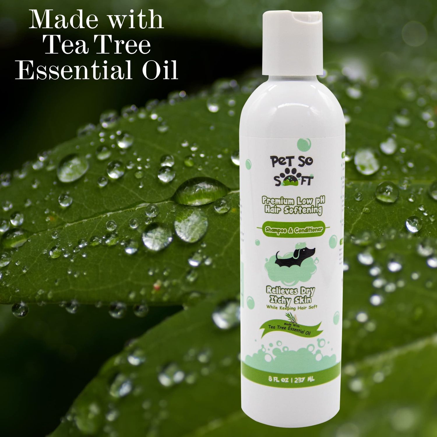 Pet So Soft Hair Softening Tea Tree Essential Oil Dog Shampoo for Bath to Keep Your Dogs Hair Strong Healthy Smelling Good & Soft - Pet Grooming Itch Relief for Dogs w/Sensitive Skin Smells Great
