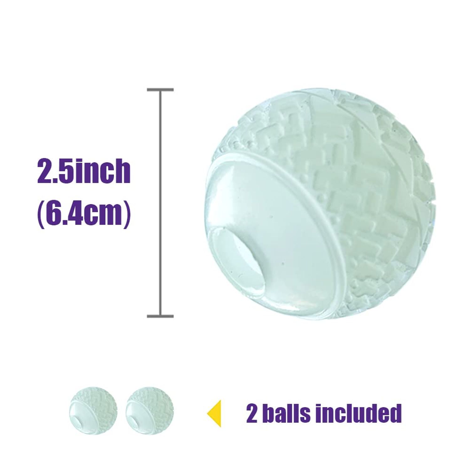 Feixun Dog Glow Ball Toy, Dog Toy Ball Glow in The Dark, 2 Pack