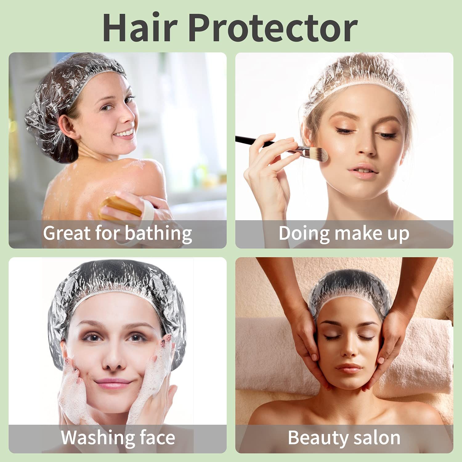 Shower Caps, MORGLES 100 PCS Clear Plastic Hair Caps Waterproof Disposable Shower Caps Plastic Hair Bath Caps Shower Caps Bulk for Women Hair Salon Home Use