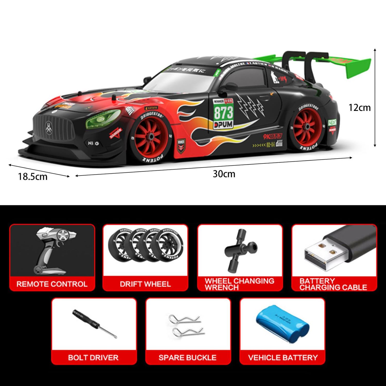 GoolRC Remote Control Drift Car Drift RC Cars 1/16 Remote Control Car 2.4GHz 4WD Remote Control Race Car Kids Gift for Children Boys Girls Tires Replaceable with LED Light