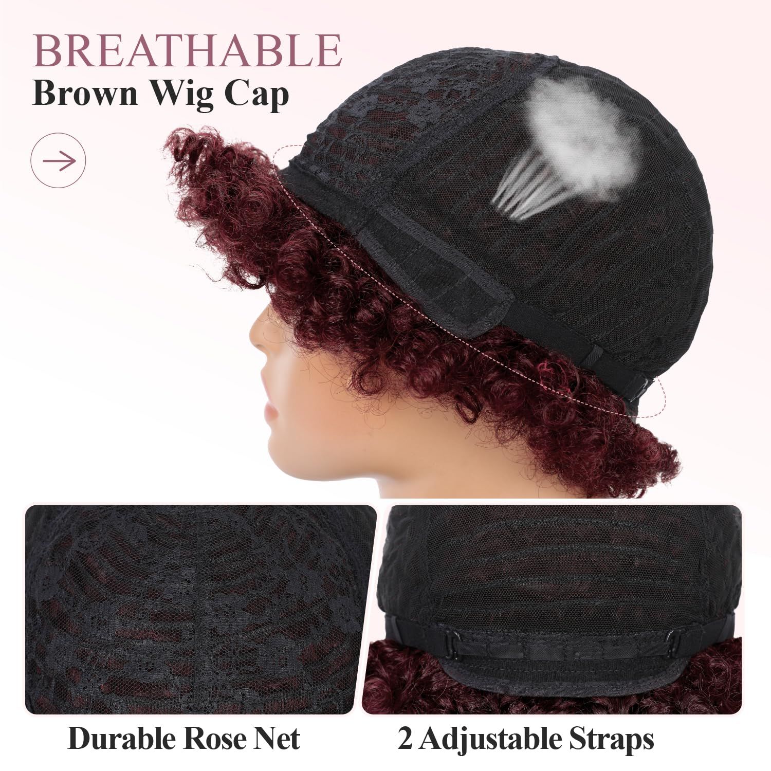 WIGER Short Afro Curly Wigs Human Hair for Black Women Afro Kinky Curly Wigs 99J Short Curly Afro Wigs None Lace for African American Lady for Daily