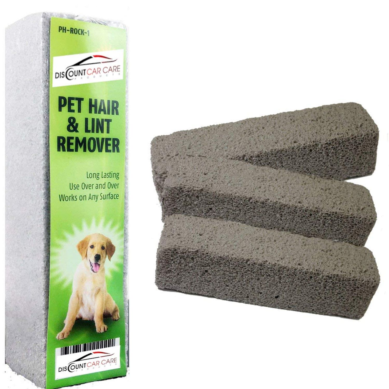 Discount Car Care Products Pet Hair Remover Rock Removes Dog Hair or Cat Hair Quick, Easy & Efficient from Carpet & Upholstery (3 Pack)