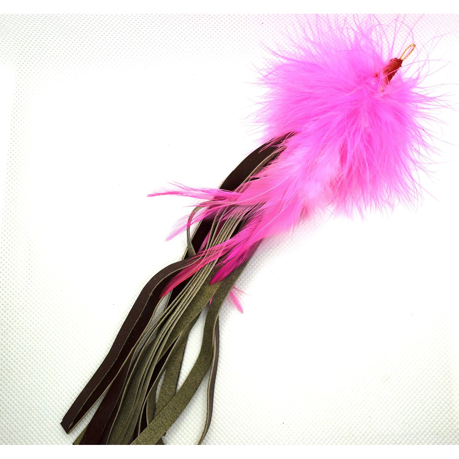 Litterboy Leather & Feather Tangler - 2 Pack - Cat Toy Refill Accessories, Handmade in The USA