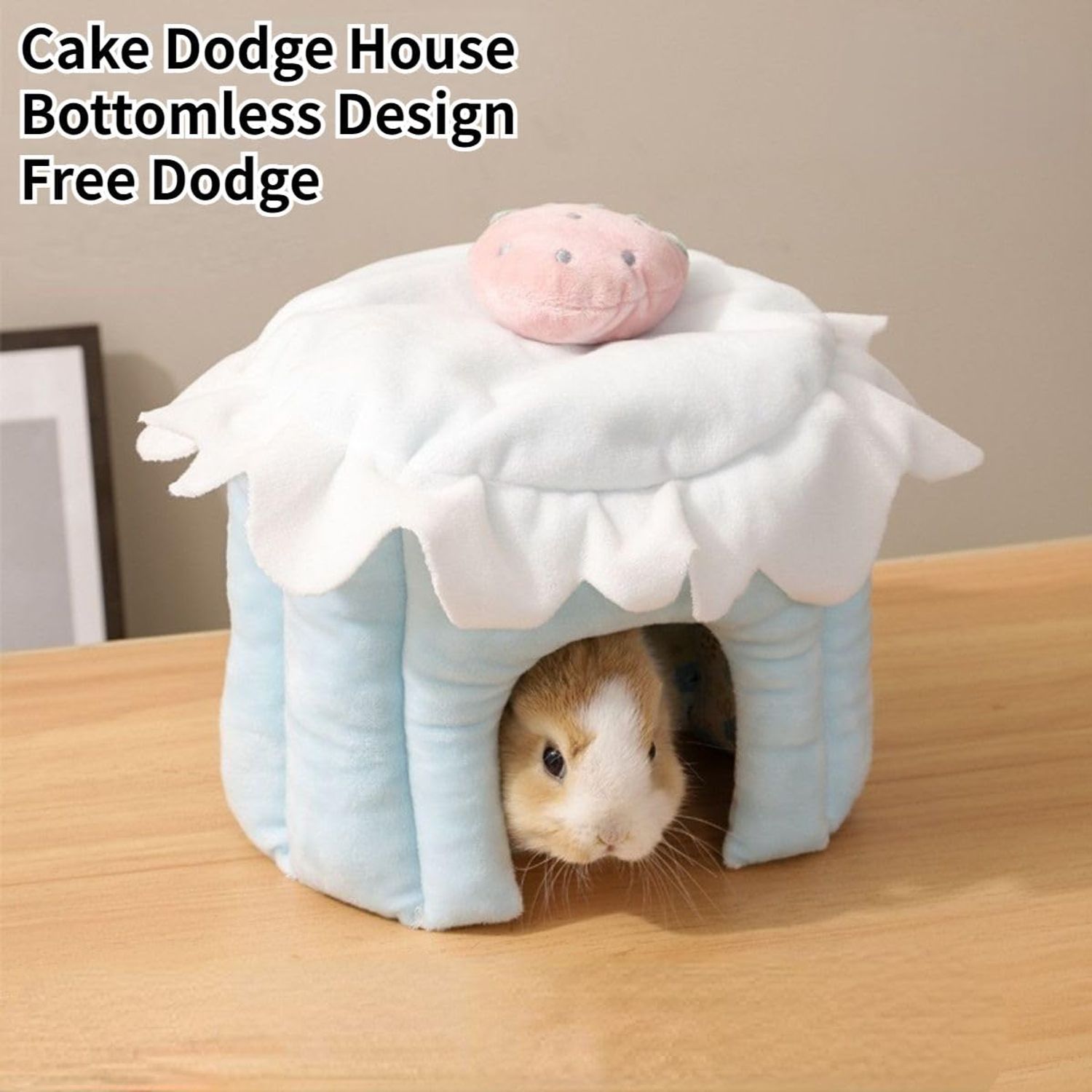 Copfeu Cake Shaped Guinea Pig Hideout Tunnel, Cage Accessories for Bunny, Hamster, Chinchilla, Ferret, Rabbit and Other Small Pets (Pink, Medium)