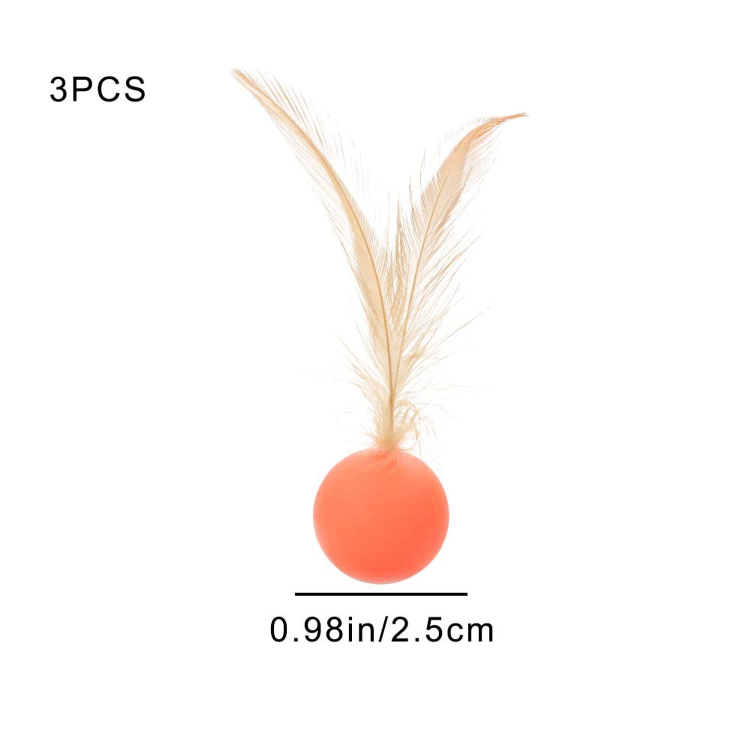 YANCAIYUNL 3 Pcs Cat Toy Balls Bite Resistant Cat Toys Bouncy Balls with Feathers High Rebound Pet Interactive Kitten Toys for Cats Indoor and Outdoor Play Interaction