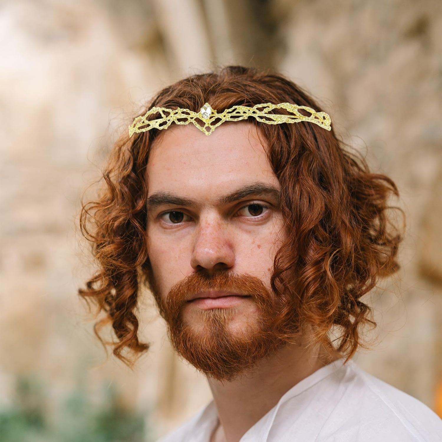 King Crown, CIEHER Vintage Hobbit Elf King Gold Crown, Gold Tiara Costume Headbands for Women Men, Crowns for Men Birthday Party Prom Wedding Cosplay