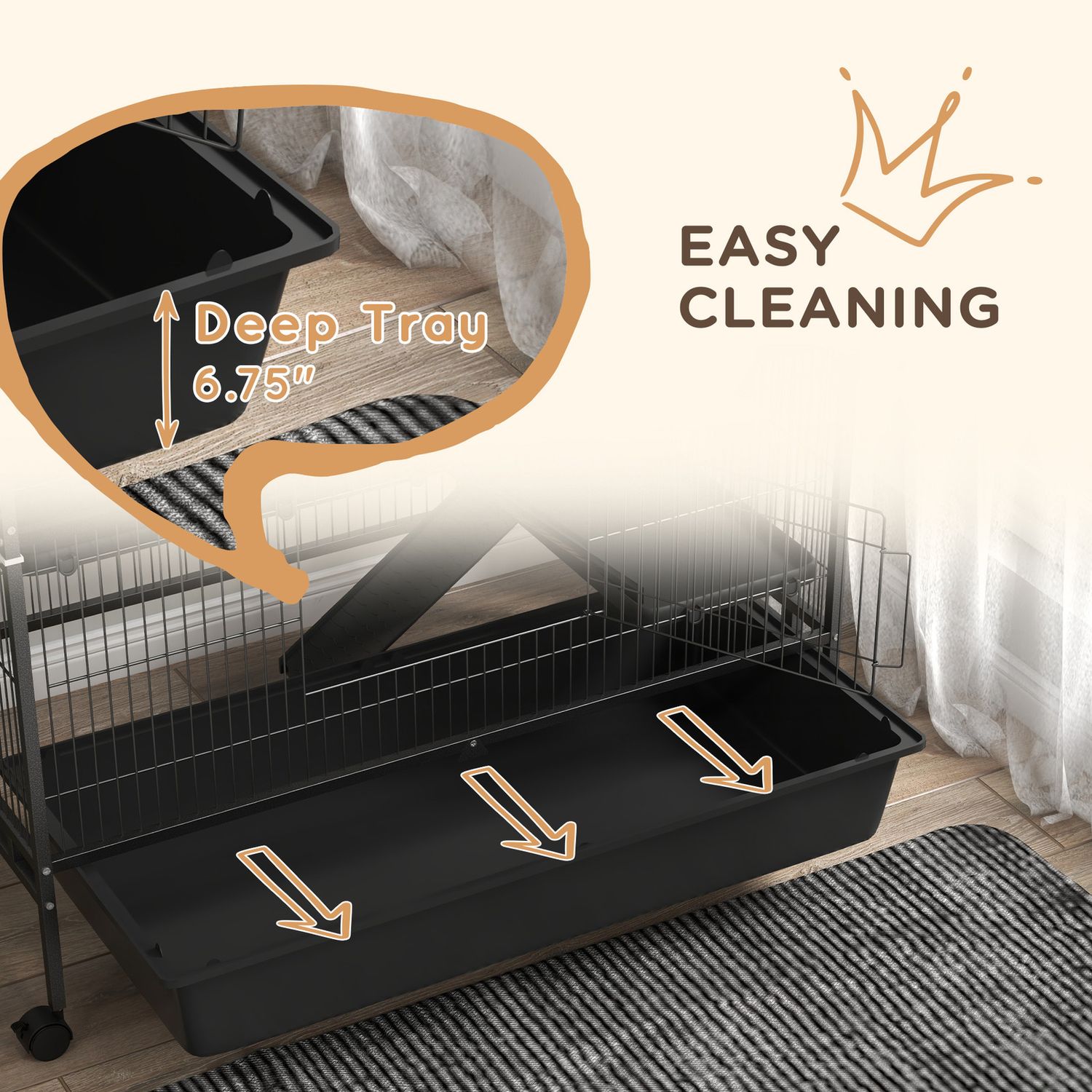 PawHut 53.5"H Small Animal Cage 5-Level Metal Ferret Cage for Bunny
