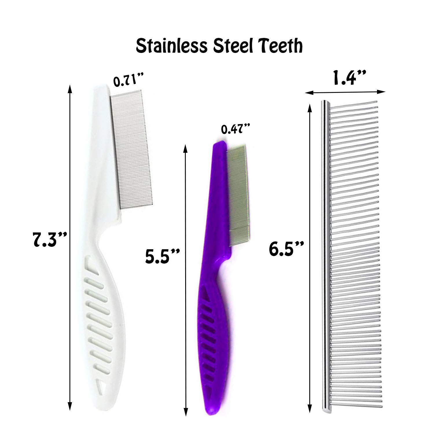 TuNan 7 Pcs Pet Dog Grooming Comb, Metal Head Comb for Long Hair, Dog Tear Stain Remover Combs, Hair Combs Remover for Dogs Cats, Pet Grooming Tool Removes Crust, Mucus and Stains - 5 Types