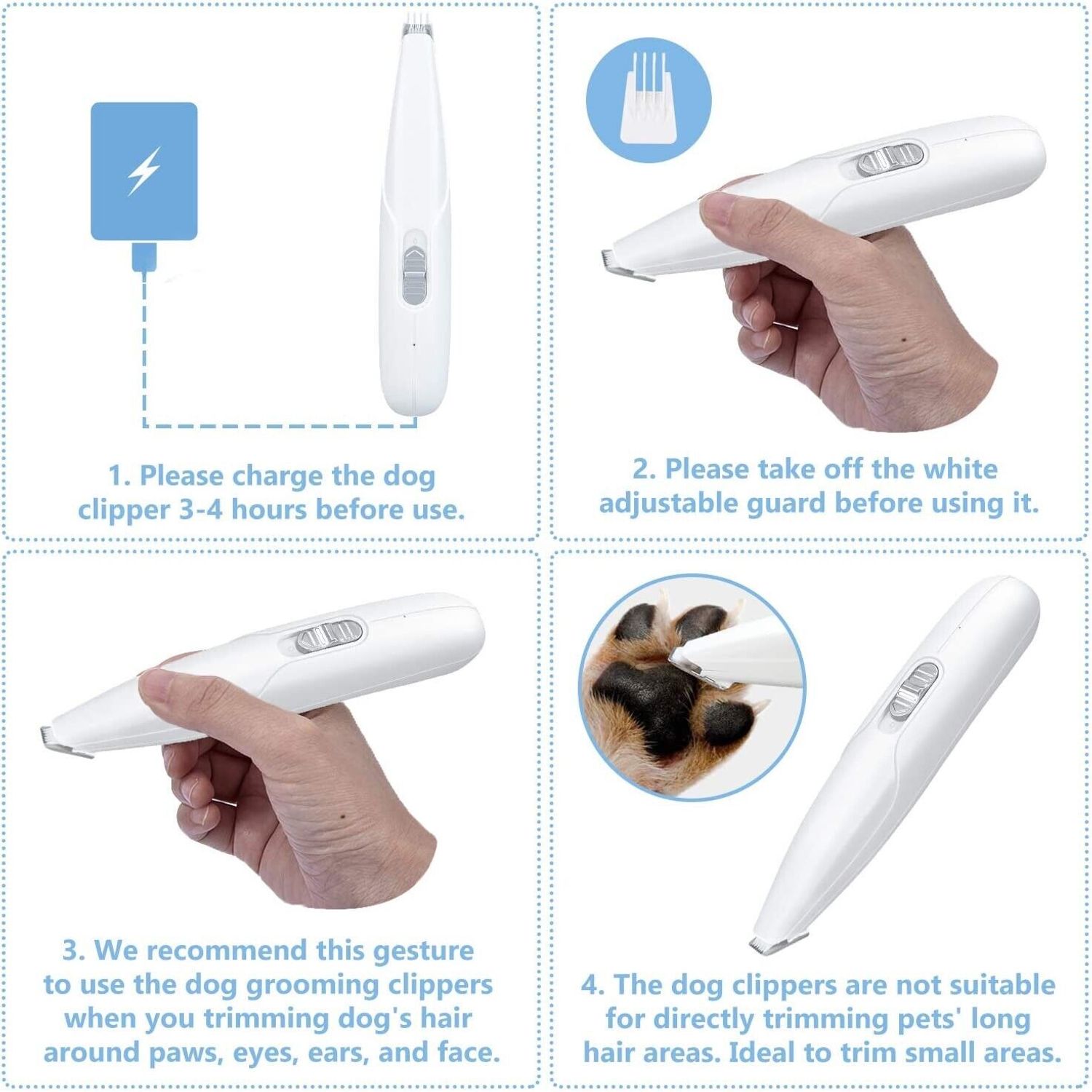 Rechargeable Small Dogs Cats, Face, Paws  Electric Pet Grooming Clipper Trimmer