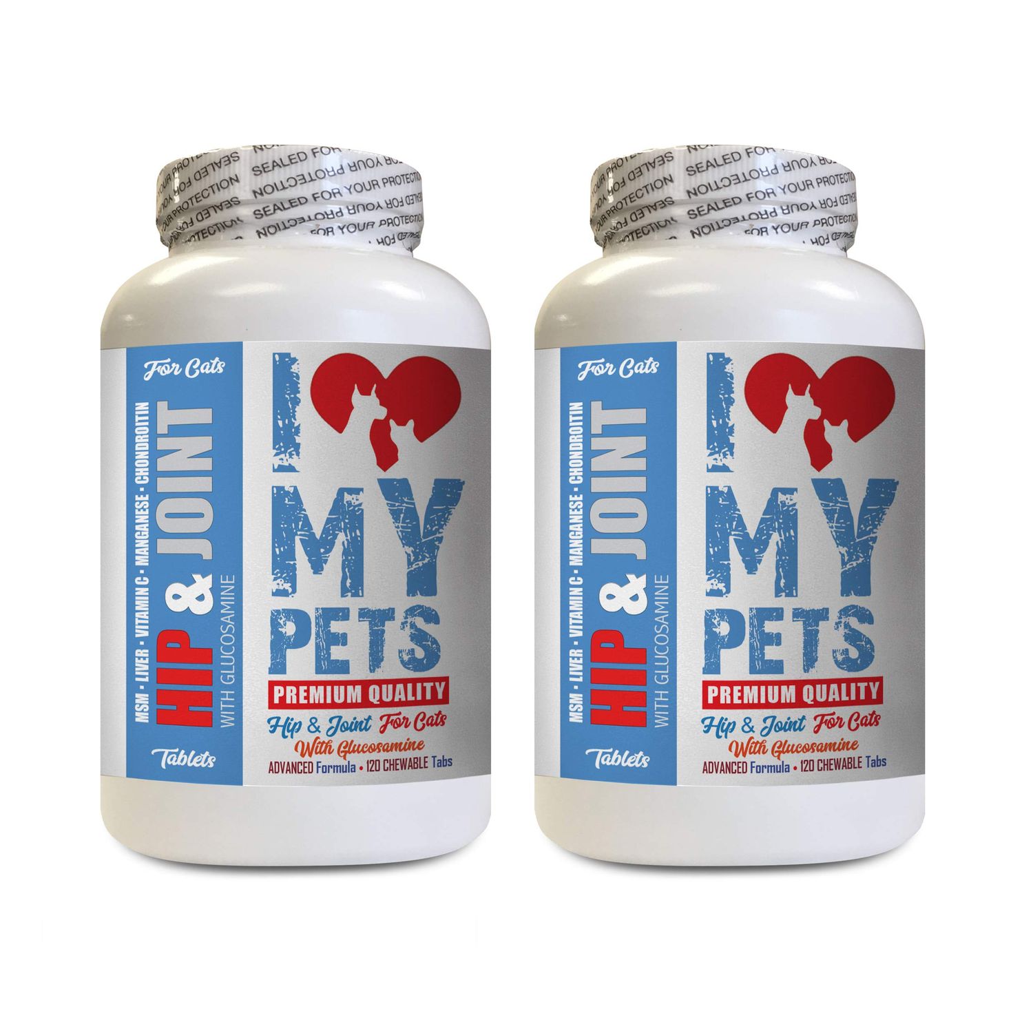 I LOVE MY PETS LLC cat Joint Supplements - CAT Hip and Joint Support - Best Strong Formula - glucosamine chondroitin Cats - 240 Treats (2 Bottles)