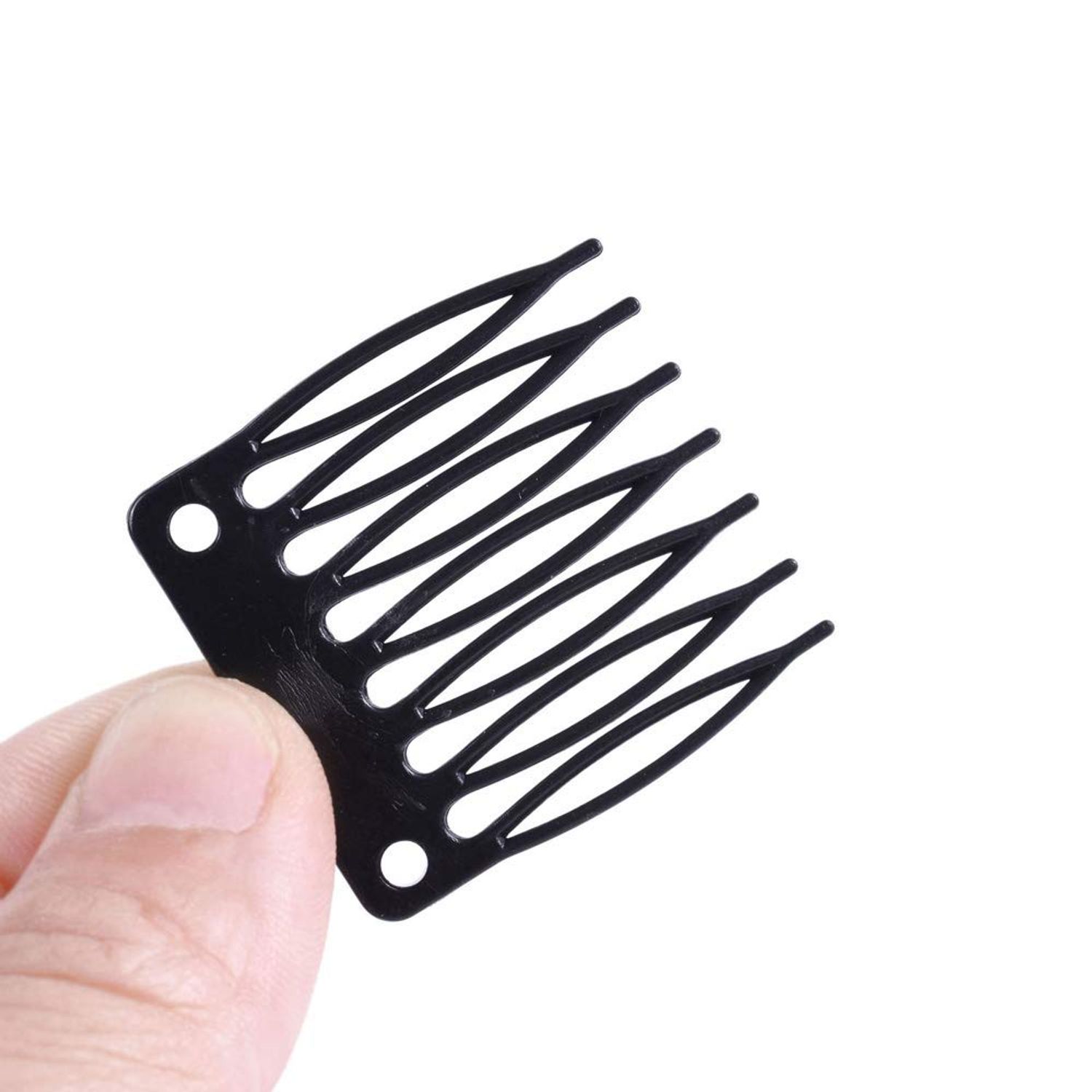 50pcs/Lot Hair Combs Wig Plastic Combs and Clips for Wig Cap Wig Combs for Making Wigs 7-teeth Hair Clips (Black)