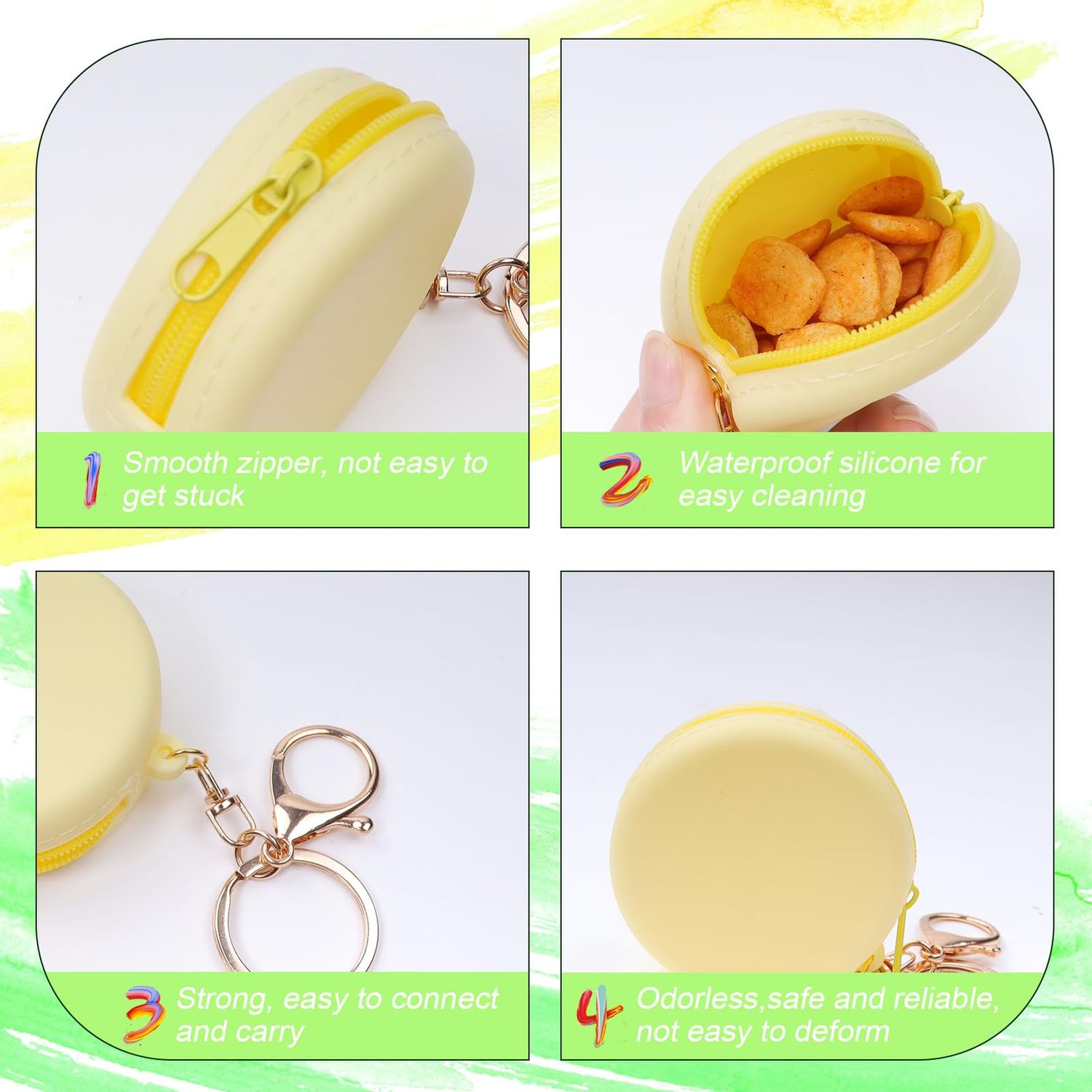 MANOPAWS 4PCS Silicone Dog Treat Pouch Small Bag, Pocket-Sized Pet Training Treat Bag,Zipper Design,Unscented, Reusable, Travel Walking Bag, Portable Training Bag