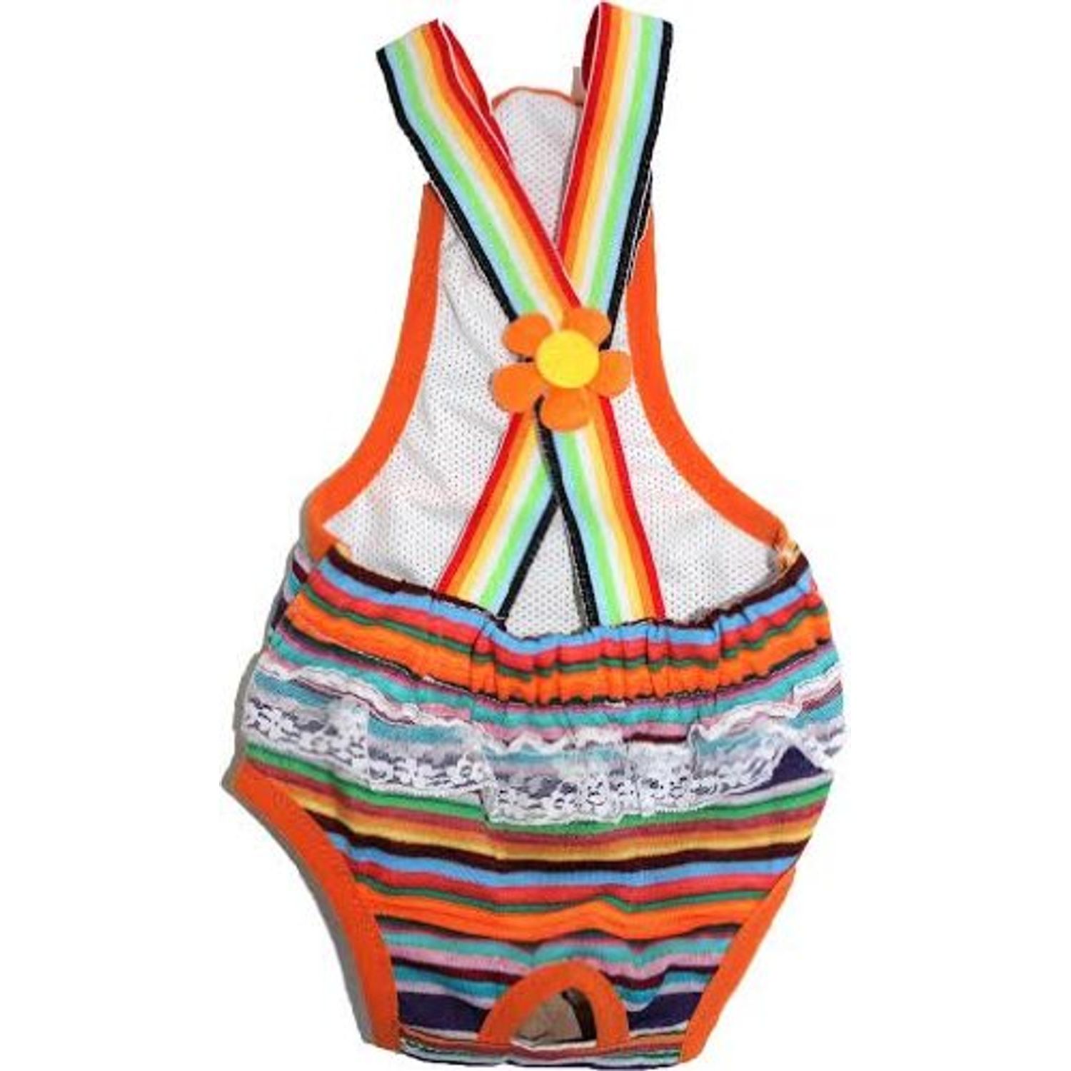 FUNNYDOGCLOTHES Striped Pet Dog Diaper with Suspenders Reusable Washable Stay On Female Girl for Small Dog Breeds (#14 Waist 14"- 17" Length 12" - 14")
