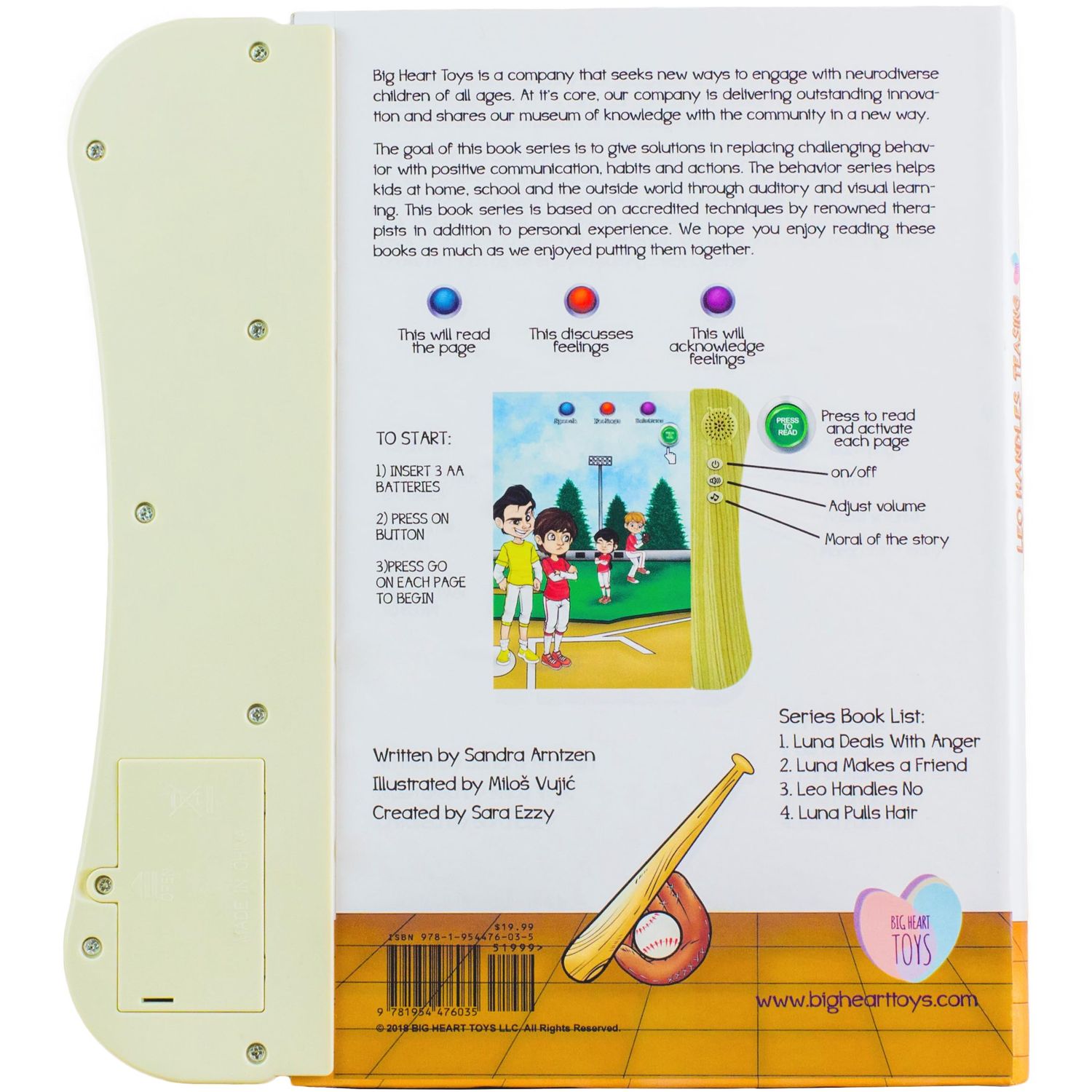 Leo Handles Teasing - Interactive Sound Books for Kids (Behavior Series), Hardcover Childrens Books on Social Skills & Emotional Regulation by Big Heart Toys