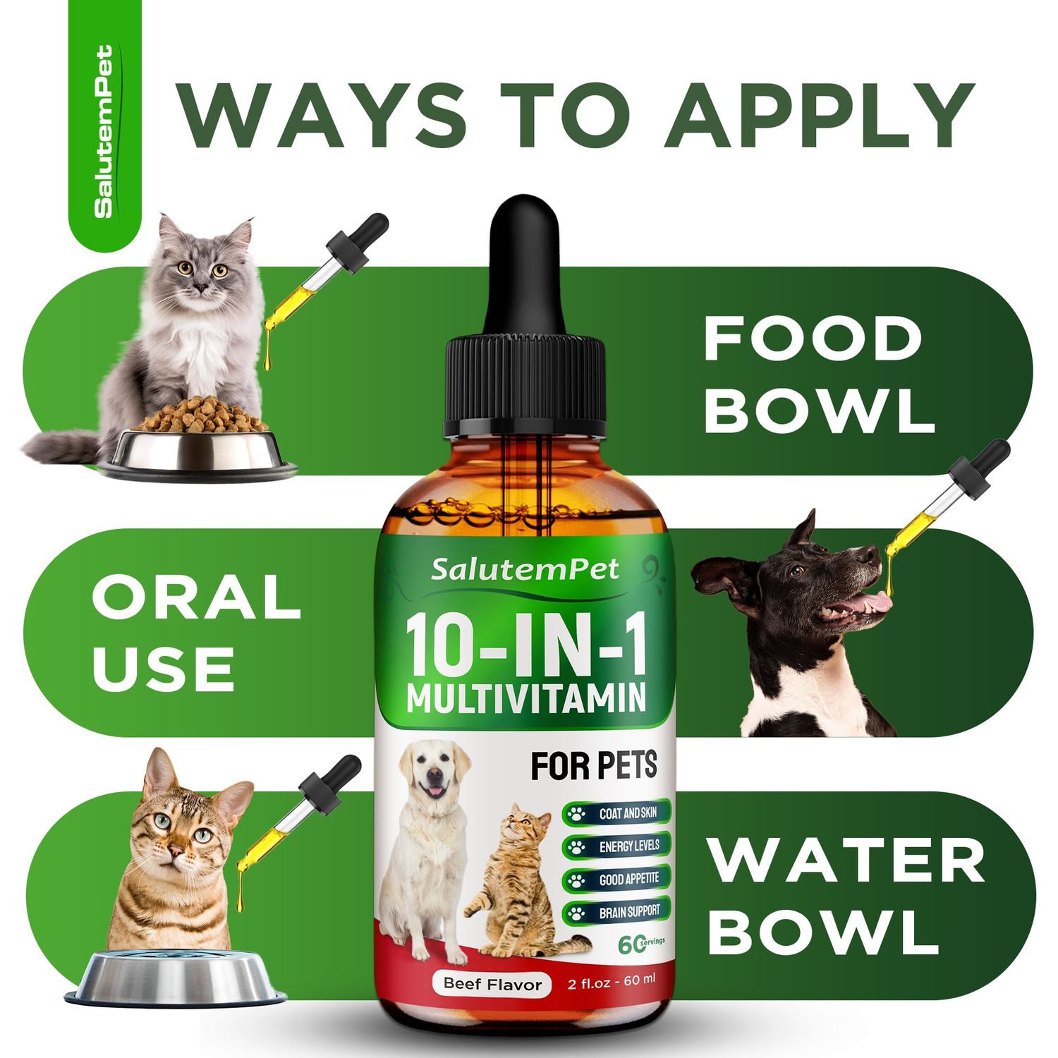 Liquid Multivitamin for Dogs - Multivitamin for Cats - Dog Vitamins and Supplements - Beef Flavor, 2 fl.oz