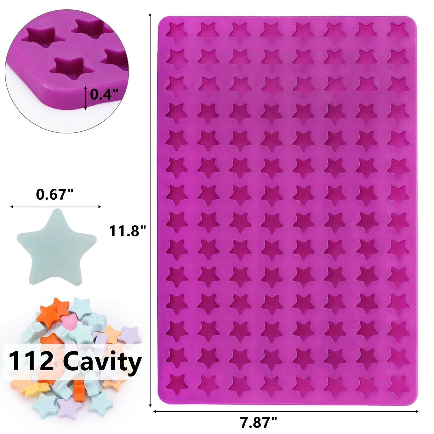 112 Cavity Mini Star Silicone Molds Fun Shaped Chocolate Molds for Homemade Dog Training Treats, Gummies, Candy, Chocolate Chips,Biscuits