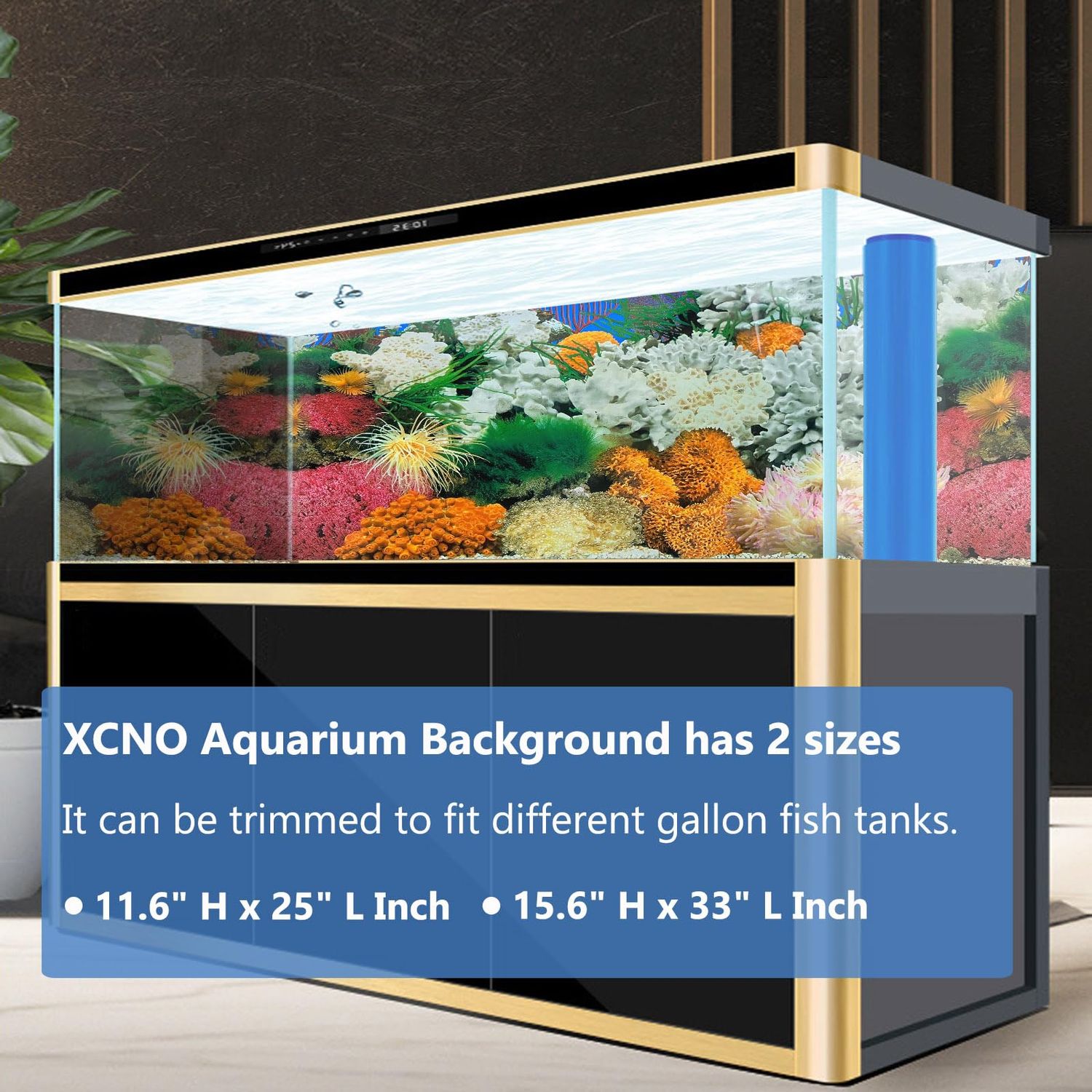 XCNO Aquatic Plant Aquarium Background Sticker Coral HD Fish Backgrounds for Aquariums Gravel Stone Fish Tank Wallpaper Decorations 2 Sided 12"x 25"