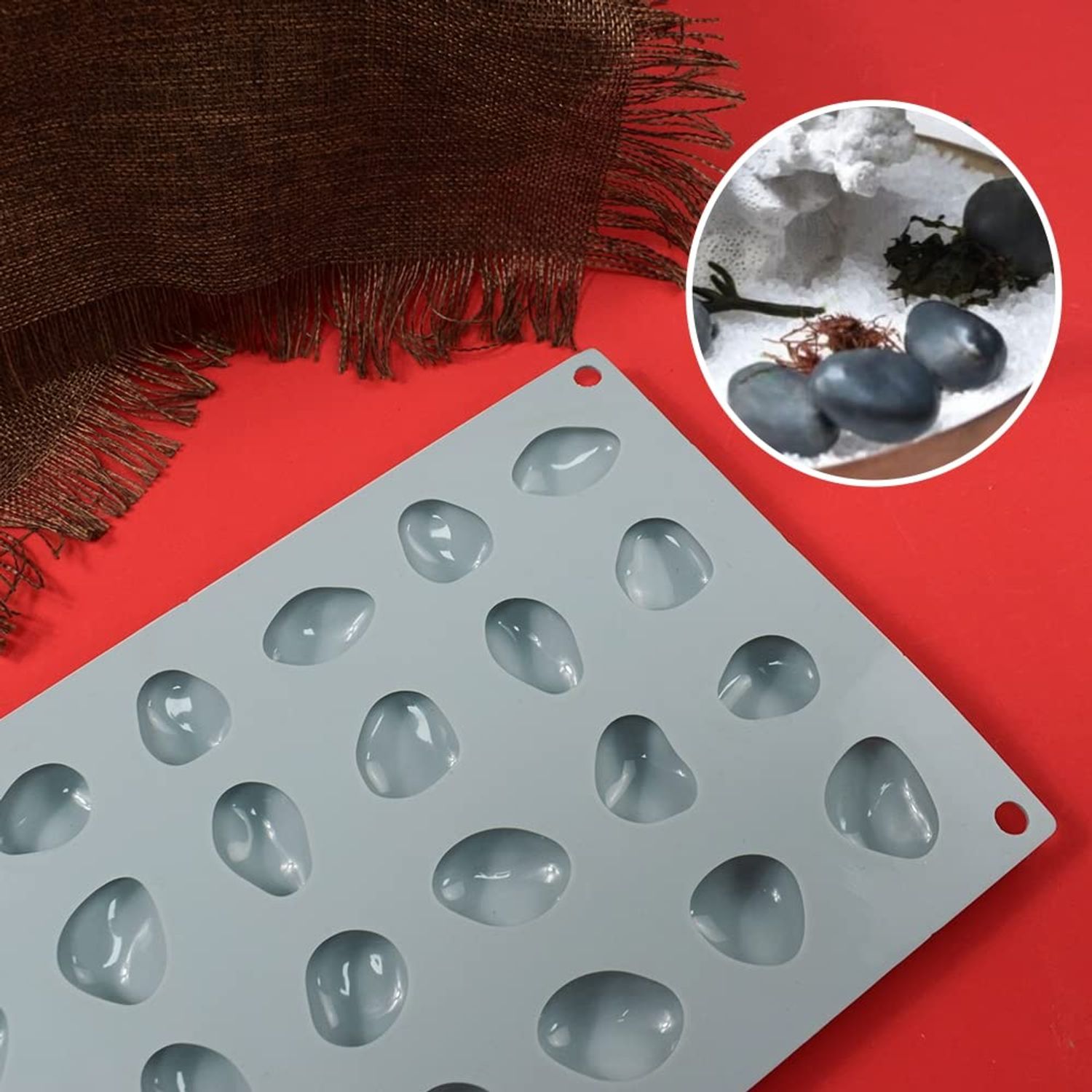 mostsom Silicone Molds Stone Shape, Non-Stick Food Grade Silicone Molds for Chocolate, Candy, Jelly, Ice Cube, Dog Treats, Cupcake Baking Mould (Stone M)