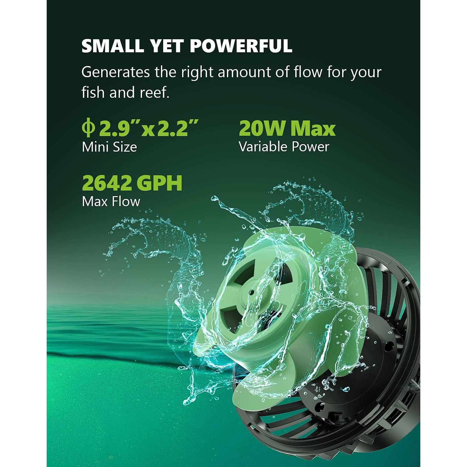 STAYGROW Atlantic Series WP-10000 Wave Maker for Aquarium, DC 24V 20W 2642 GPH (10000 L/H) Powerhead, Powerful yet Silent Sine Wave Controllable Wave Pump for Fresh/Saltwater/Marine/Reef Tank Black